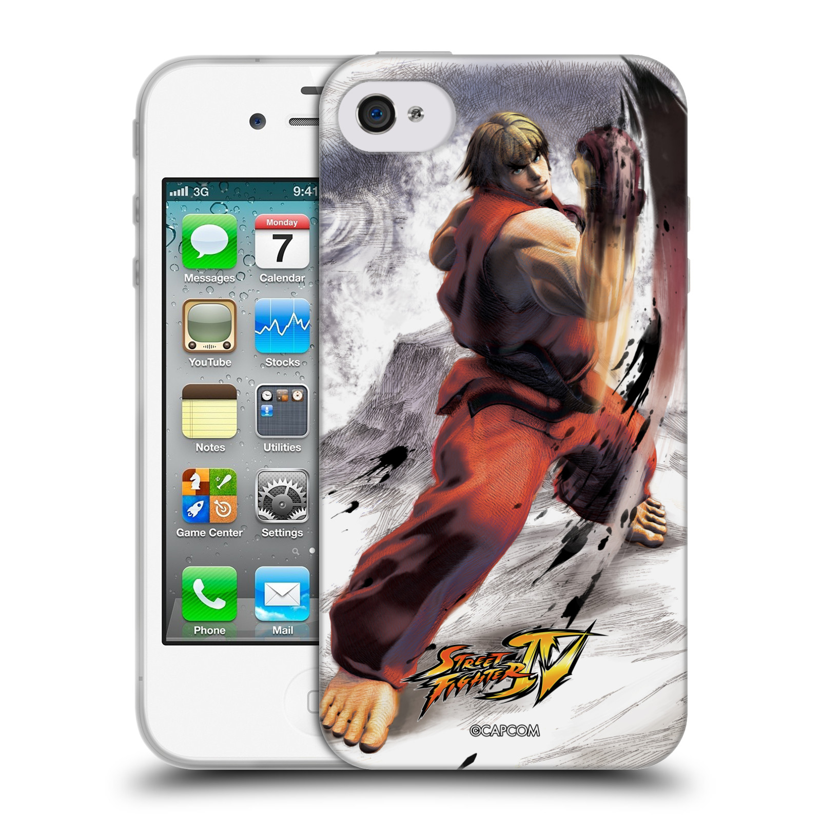 HEAD CASE silikonový obal na mobil Apple Iphone 4/4S oficiální kryt STREET FIGHTER bojovník Ken kresba