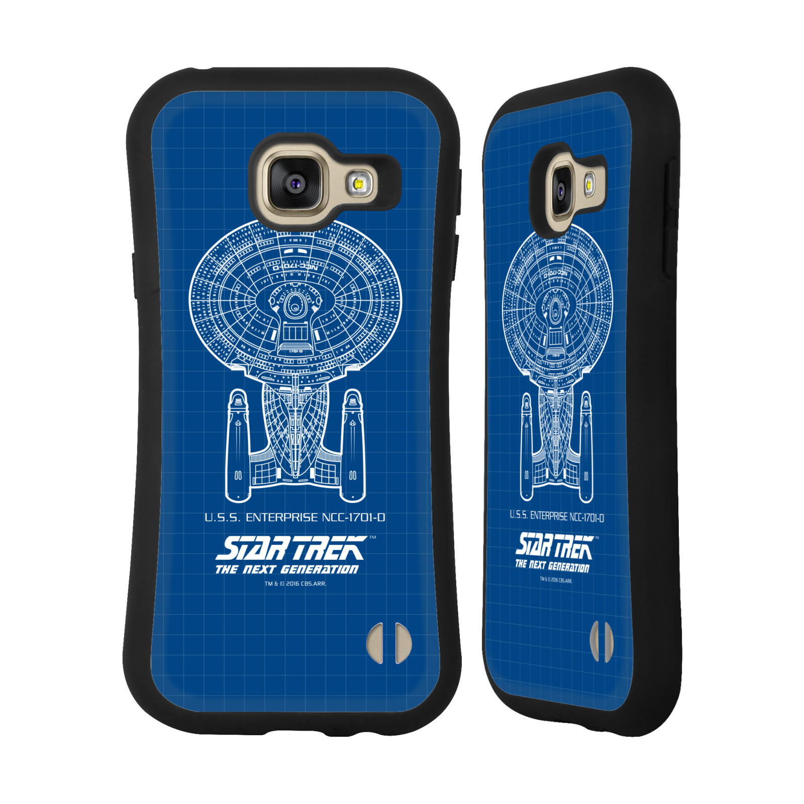 HEAD CASE silikon/plast odolný obal na mobil Samsung Galaxy A3 2016 (A310F) Star Trek vesmírná loď nákres USS Enterprise NCC-1701-D modrá