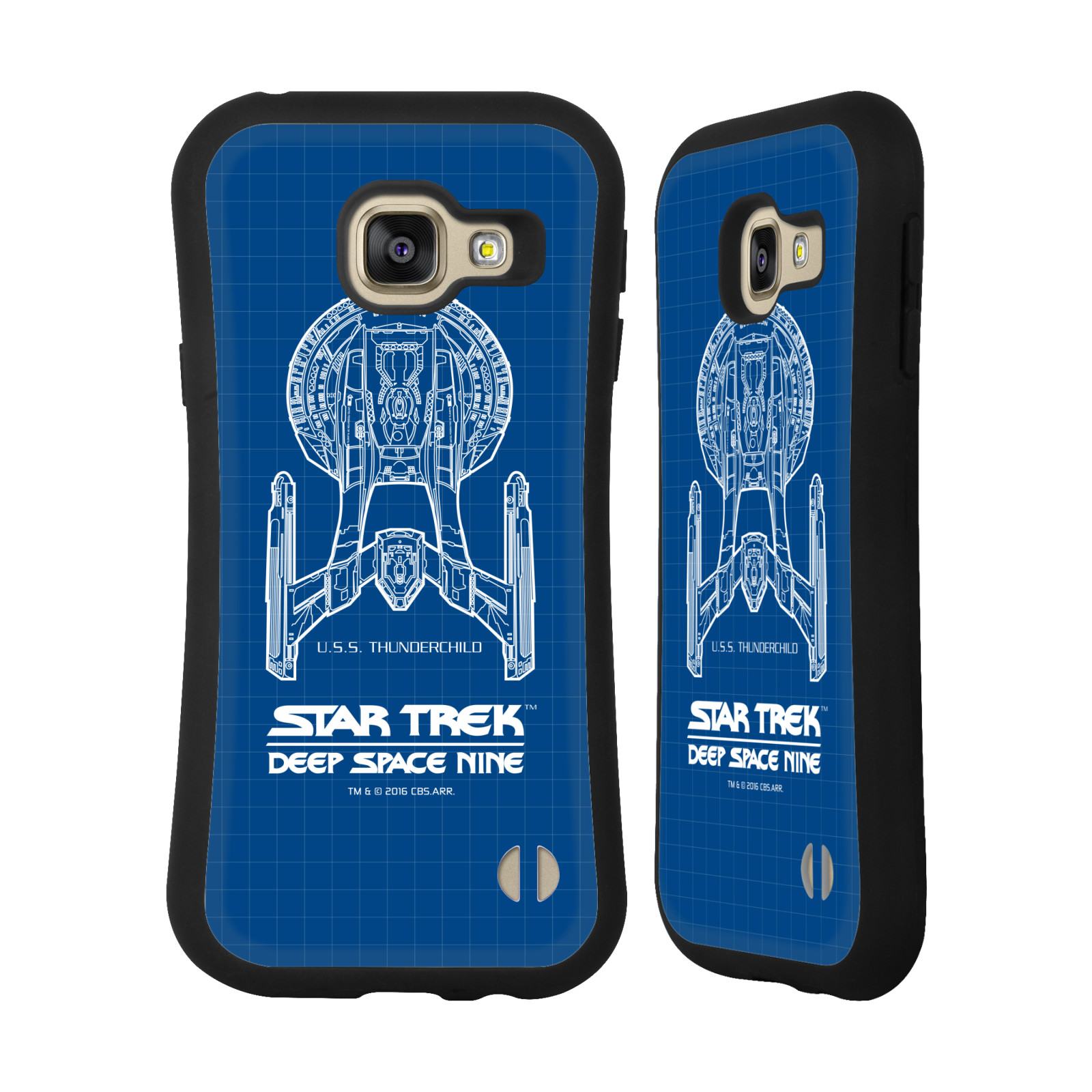 HEAD CASE silikon/plast odolný obal na mobil Samsung Galaxy A3 2016 (A310F) Star Trek vesmírná loď nákres DS9 modrá