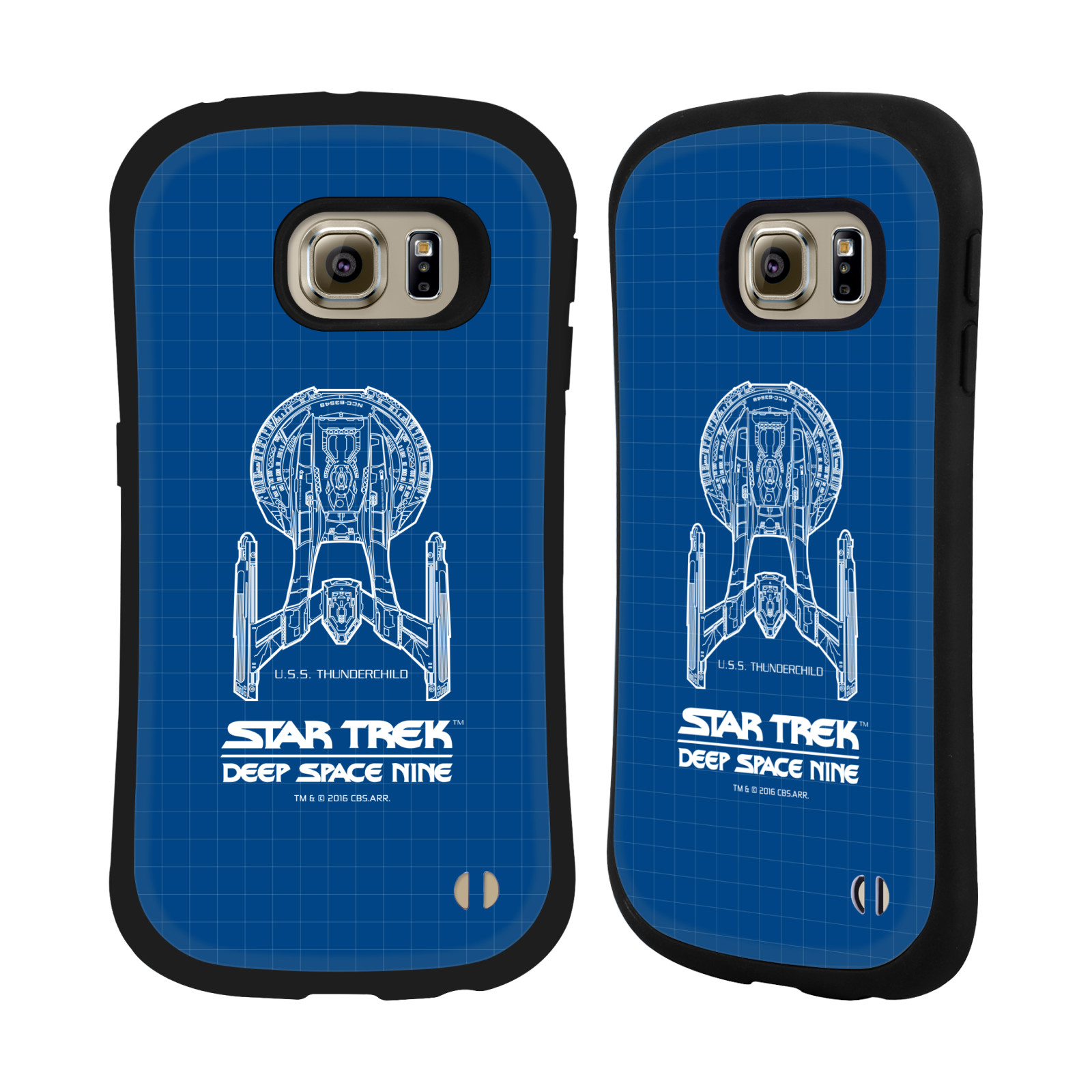 HEAD CASE silikon/plast odolný obal na mobil Samsung Galaxy S6 EDGE (G925) Star Trek vesmírná loď nákres DS9 modrá