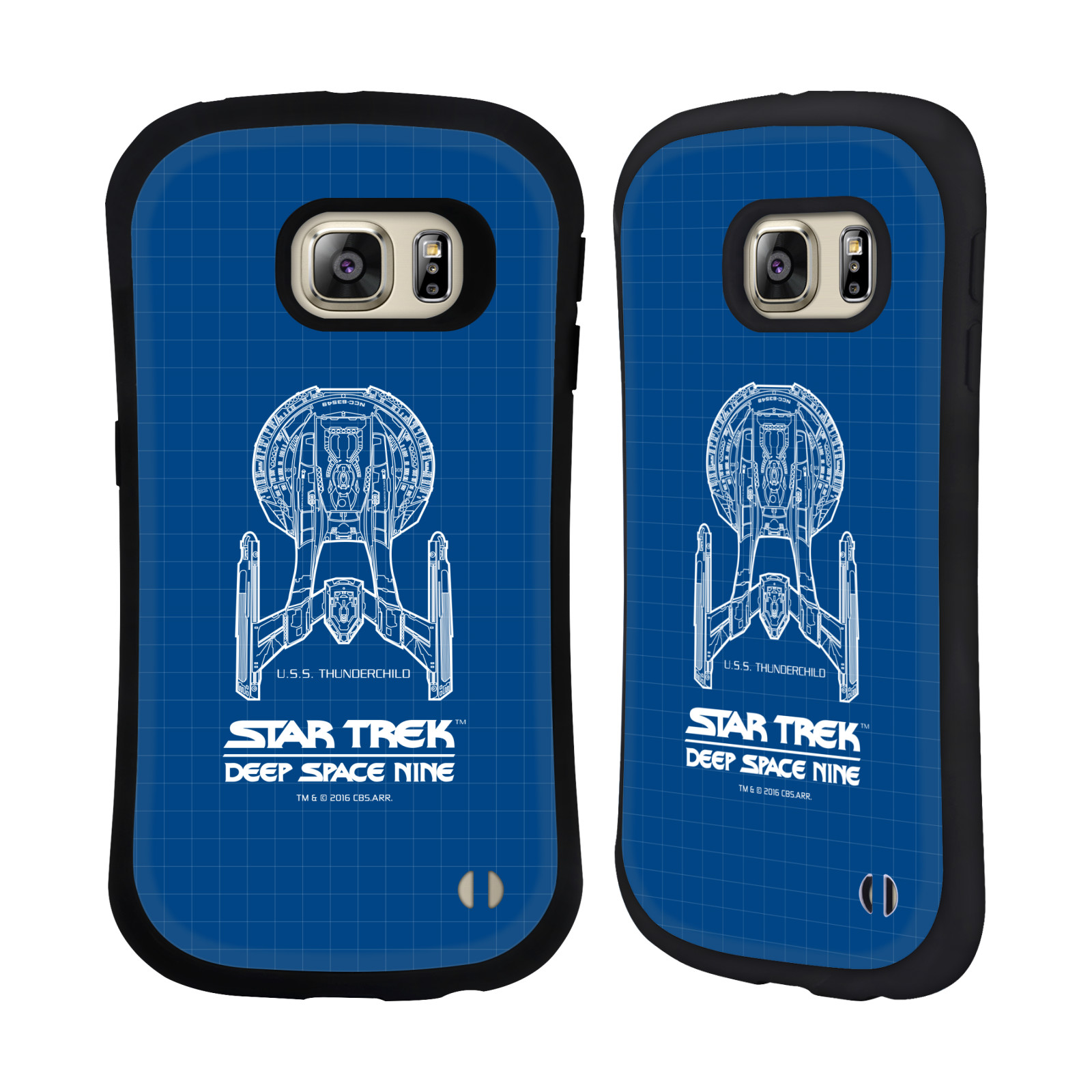 HEAD CASE silikon/plast odolný obal na mobil Samsung Galaxy S6 EDGE+ (PLUS) G928F Star Trek vesmírná loď nákres DS9 modrá