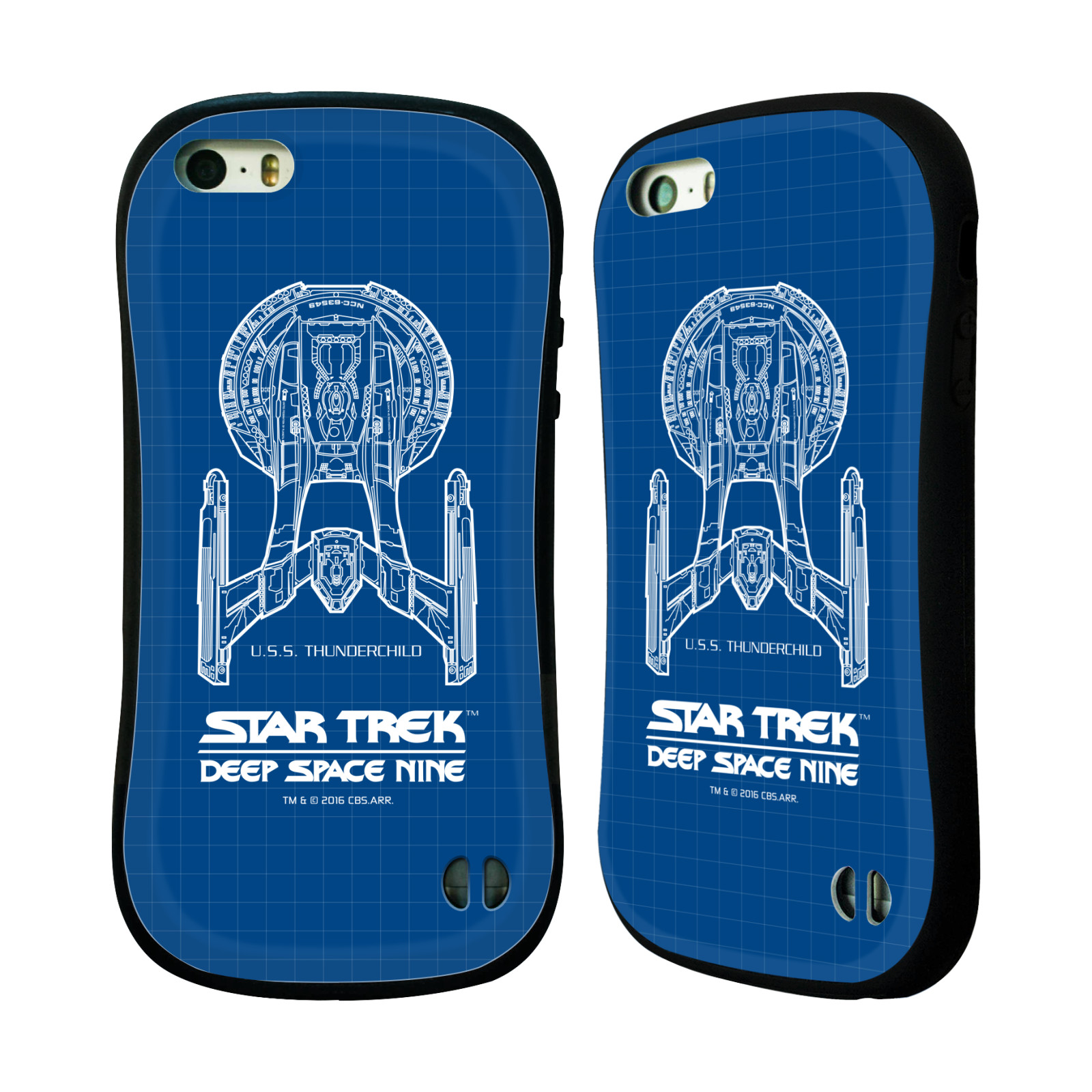 HEAD CASE silikon/plast odolný obal na mobil Apple Iphone 5 / 5S Star Trek vesmírná loď nákres DS9 modrá