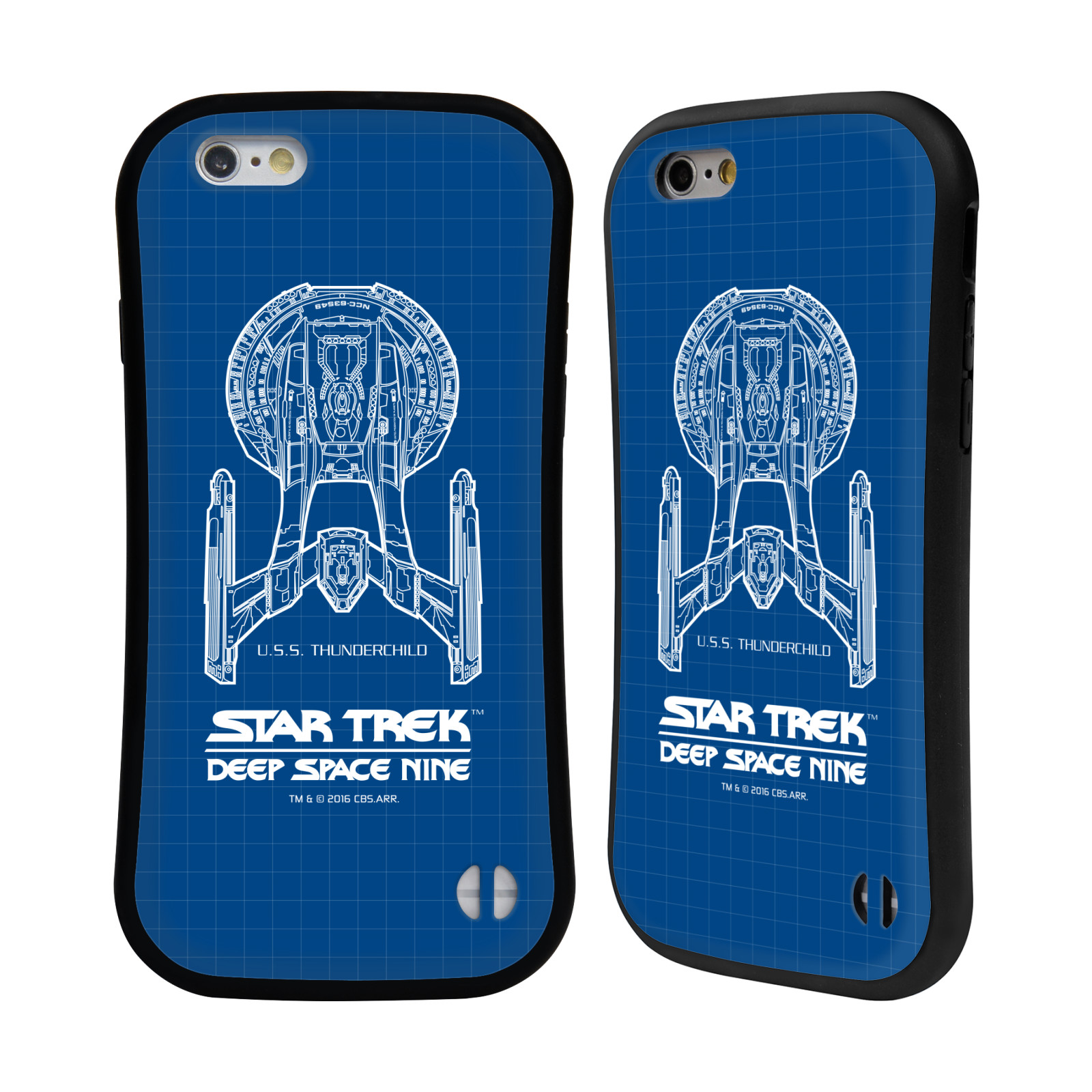 HEAD CASE silikon/plast odolný obal na mobil Apple Iphone 6/6S Star Trek vesmírná loď nákres DS9 modrá
