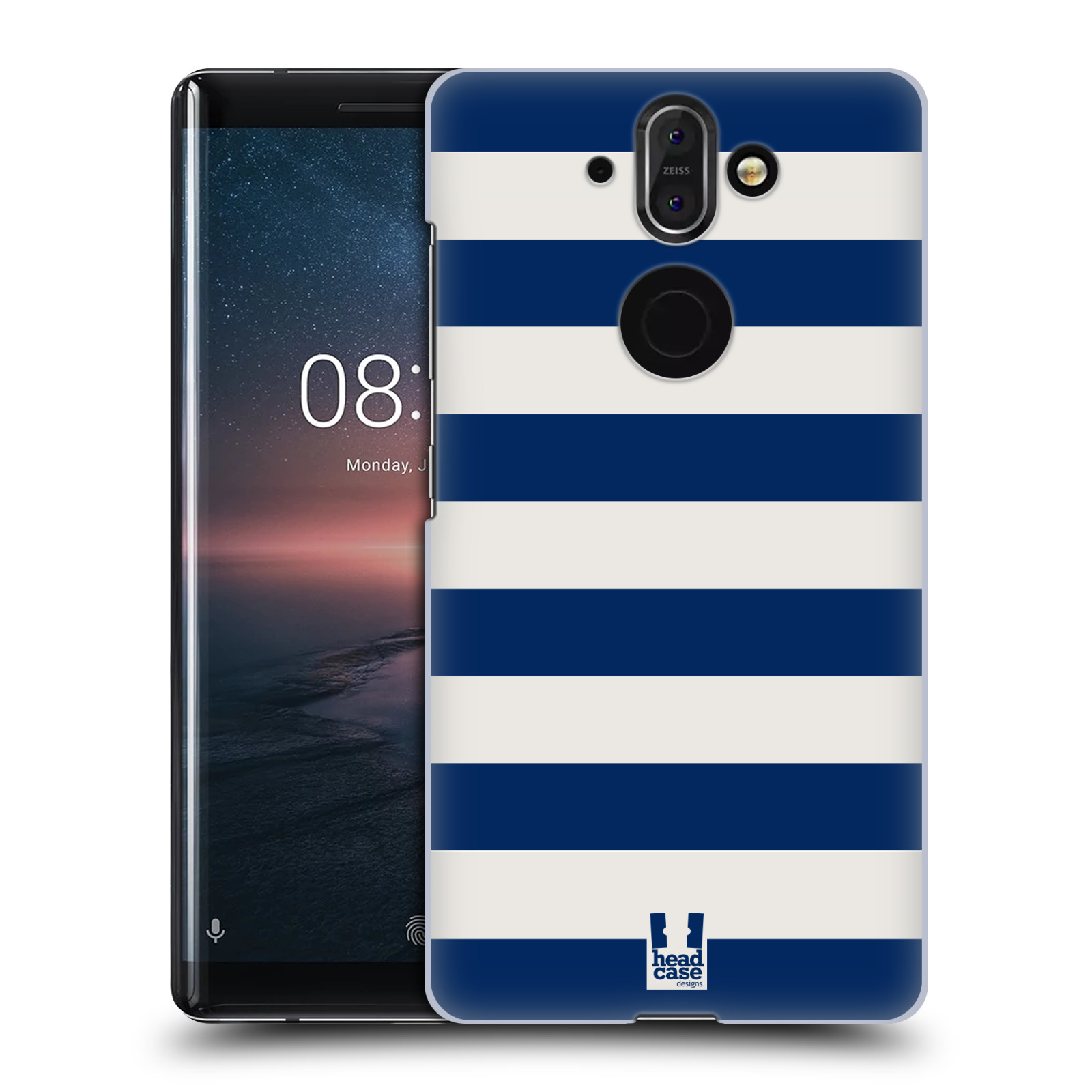 Zadní obal pro mobil Nokia 8 Sirocco - HEAD CASE - Námořnické pruhy modrá a bílá