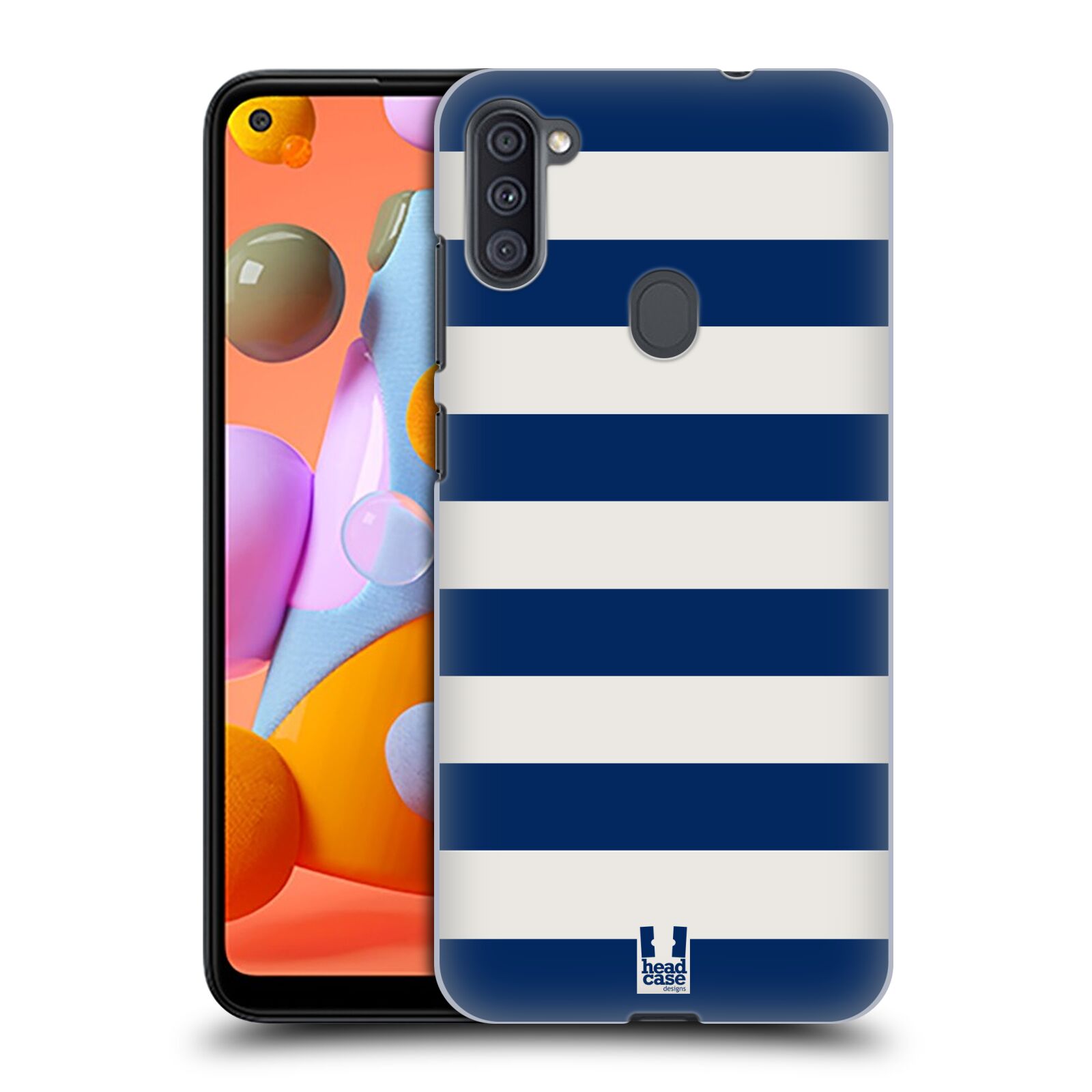 Zadní obal pro mobil Samsung Galaxy A11 - HEAD CASE - Námořnické pruhy modrá a bílá