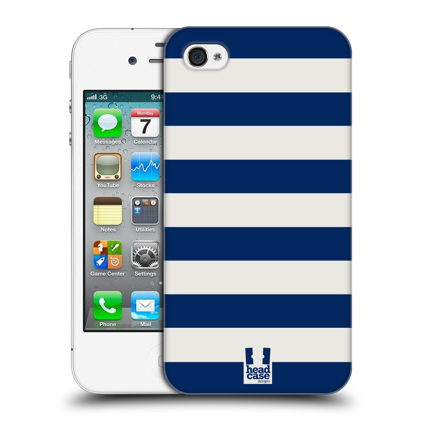 Zadní obal pro mobil Apple Iphone 4/4S - HEAD CASE - Námořnické pruhy modrá a bílá