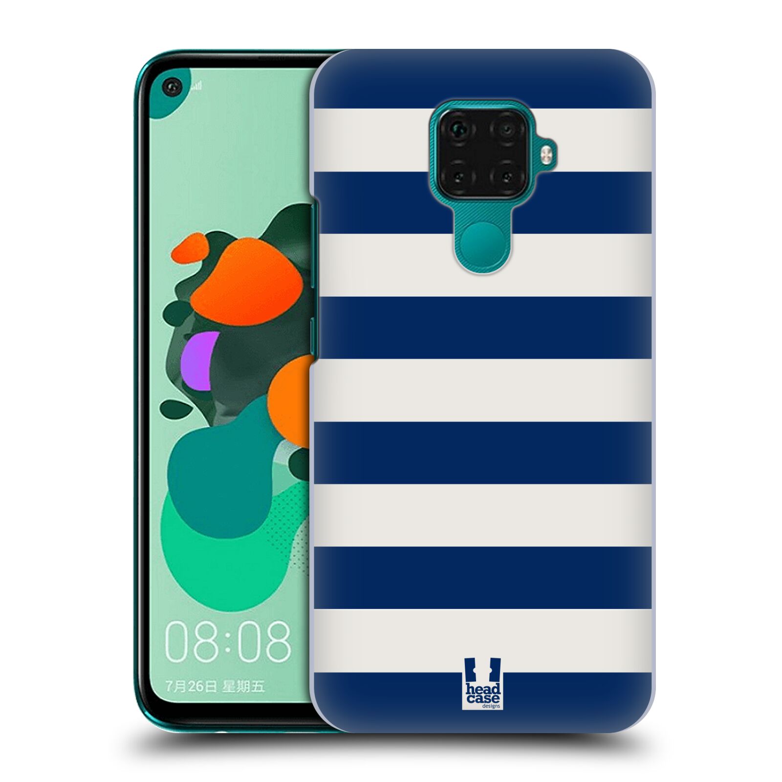 Zadní obal pro mobil Huawei Mate 30 LITE - HEAD CASE - Námořnické pruhy modrá a bílá