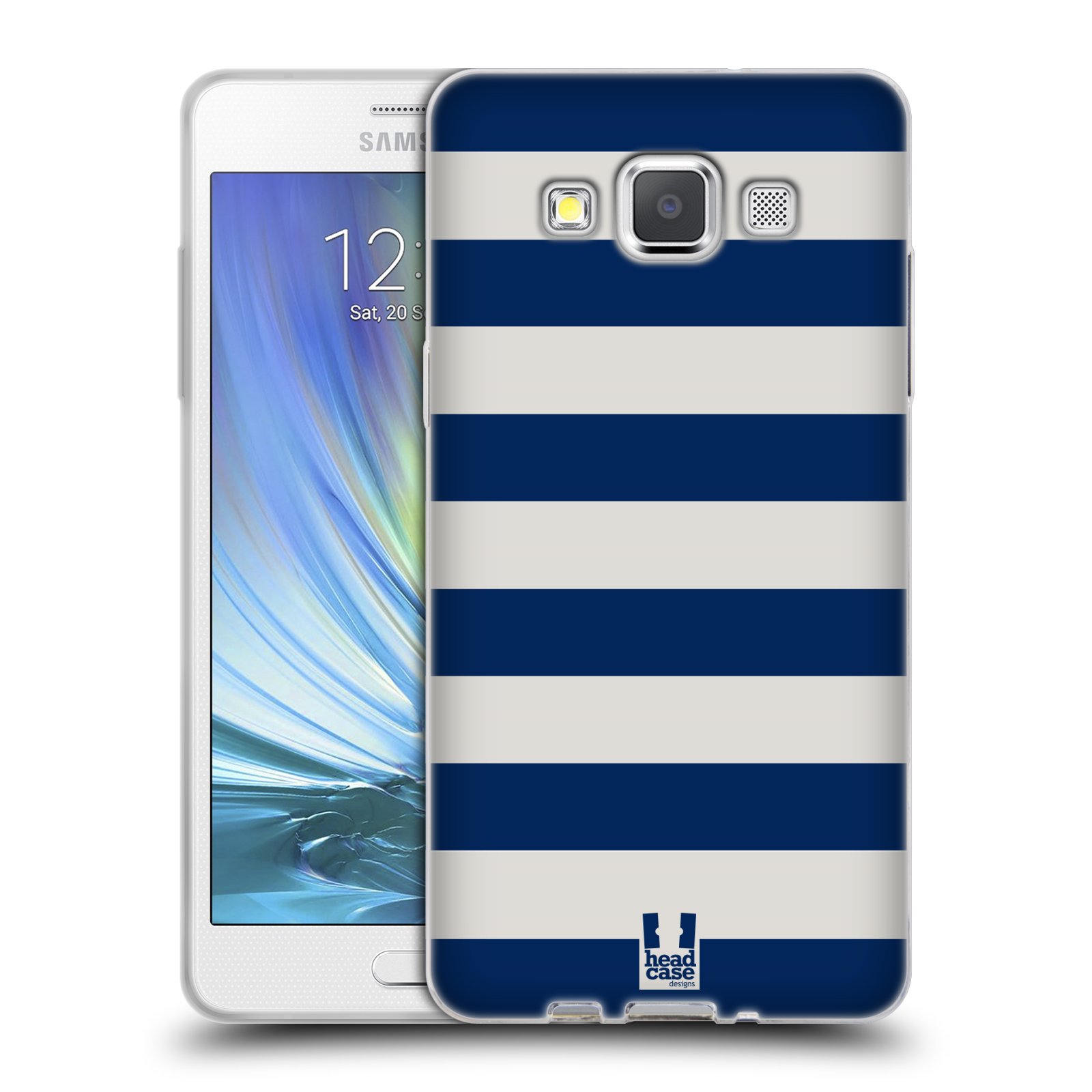 HEAD CASE silikonový obal na mobil Samsung Galaxy A5 vzor Barevné proužky MODRÁ A BÍLÁ NÁMOŘNÍK