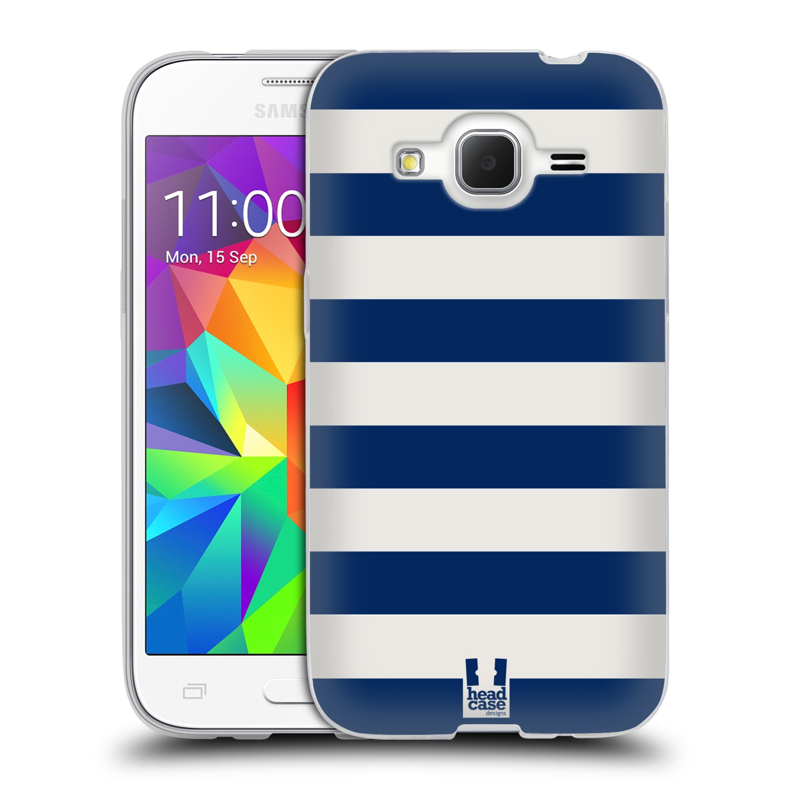 HEAD CASE silikonový obal na mobil Samsung Galaxy Core Prime (G360) vzor Barevné proužky MODRÁ A BÍLÁ NÁMOŘNÍK