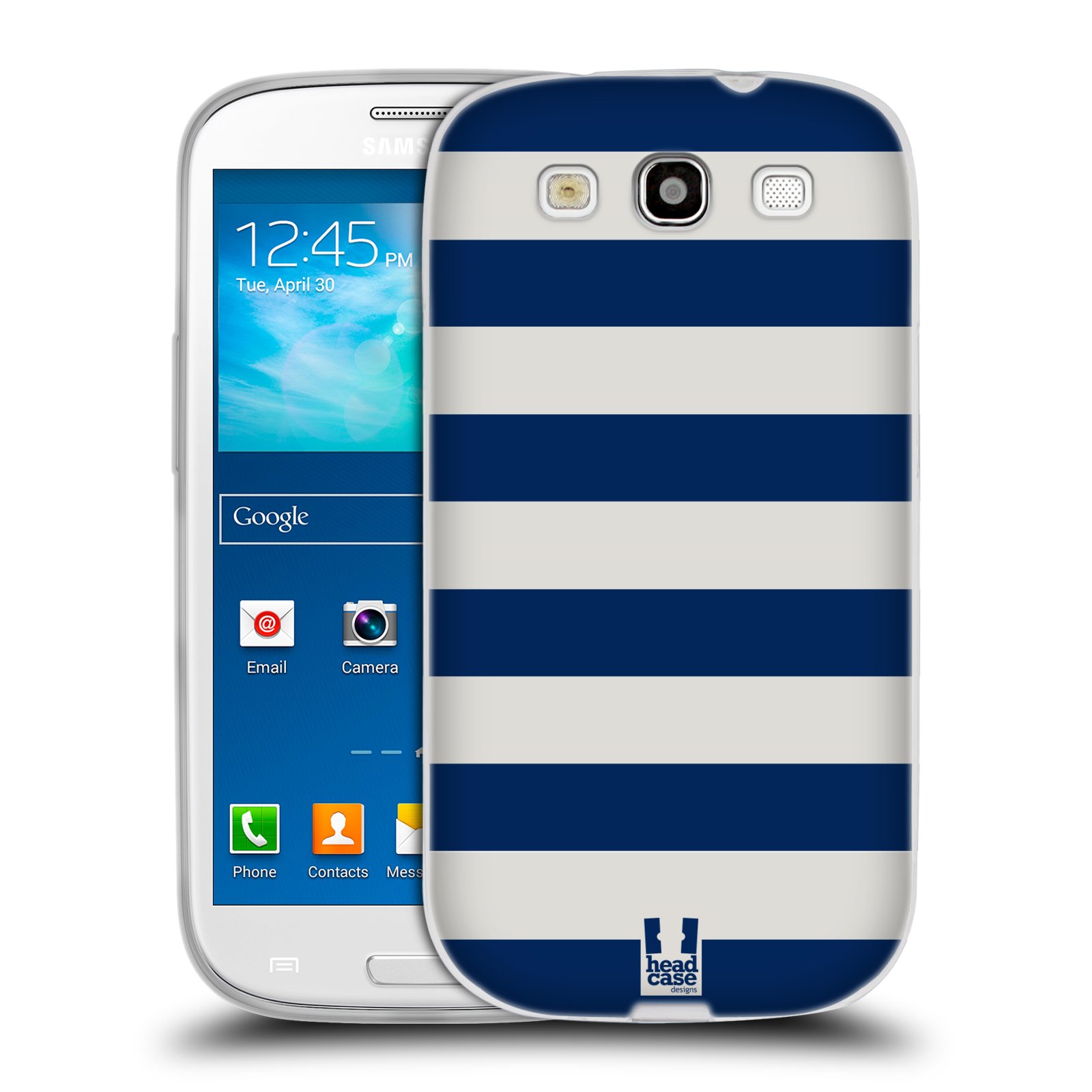 HEAD CASE silikonový obal na mobil Samsung Galaxy S3 i9300 vzor Barevné proužky MODRÁ A BÍLÁ NÁMOŘNÍK