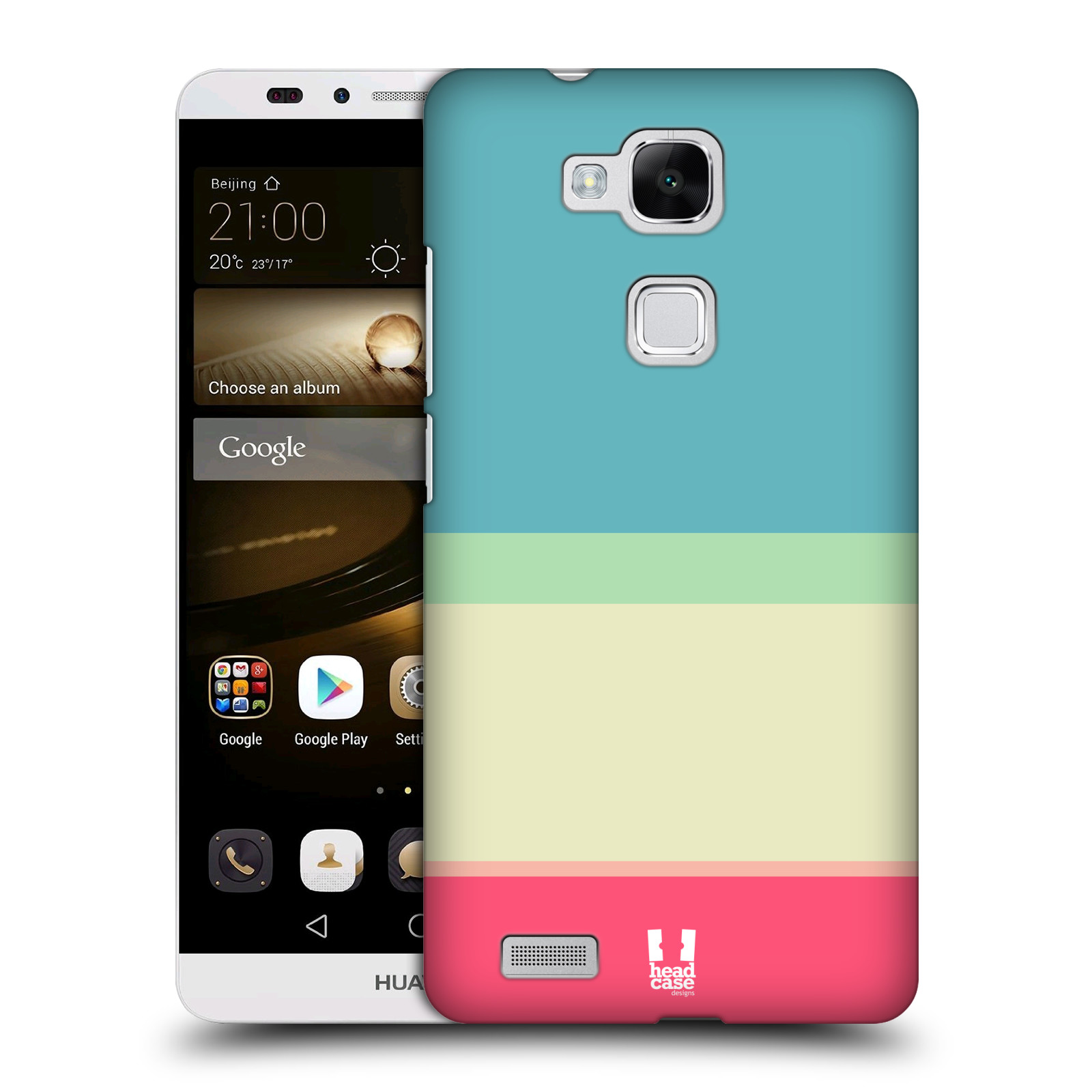 HEAD CASE plastový obal na mobil Huawei Mate 7 vzor Barevné proužky MODRÁ A RŮŽOVÁ