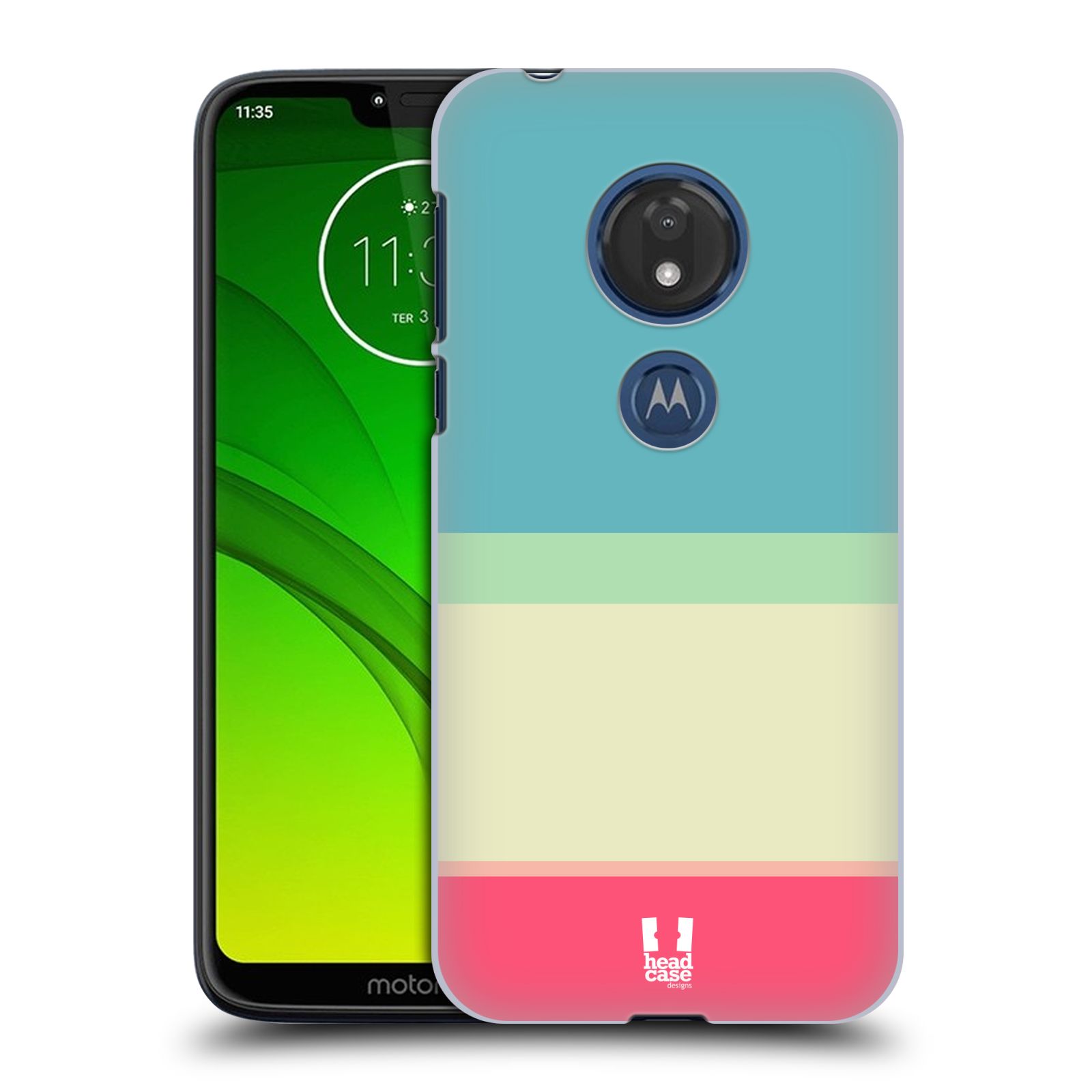Pouzdro na mobil Motorola Moto G7 Play vzor Barevné proužky MODRÁ A RŮŽOVÁ