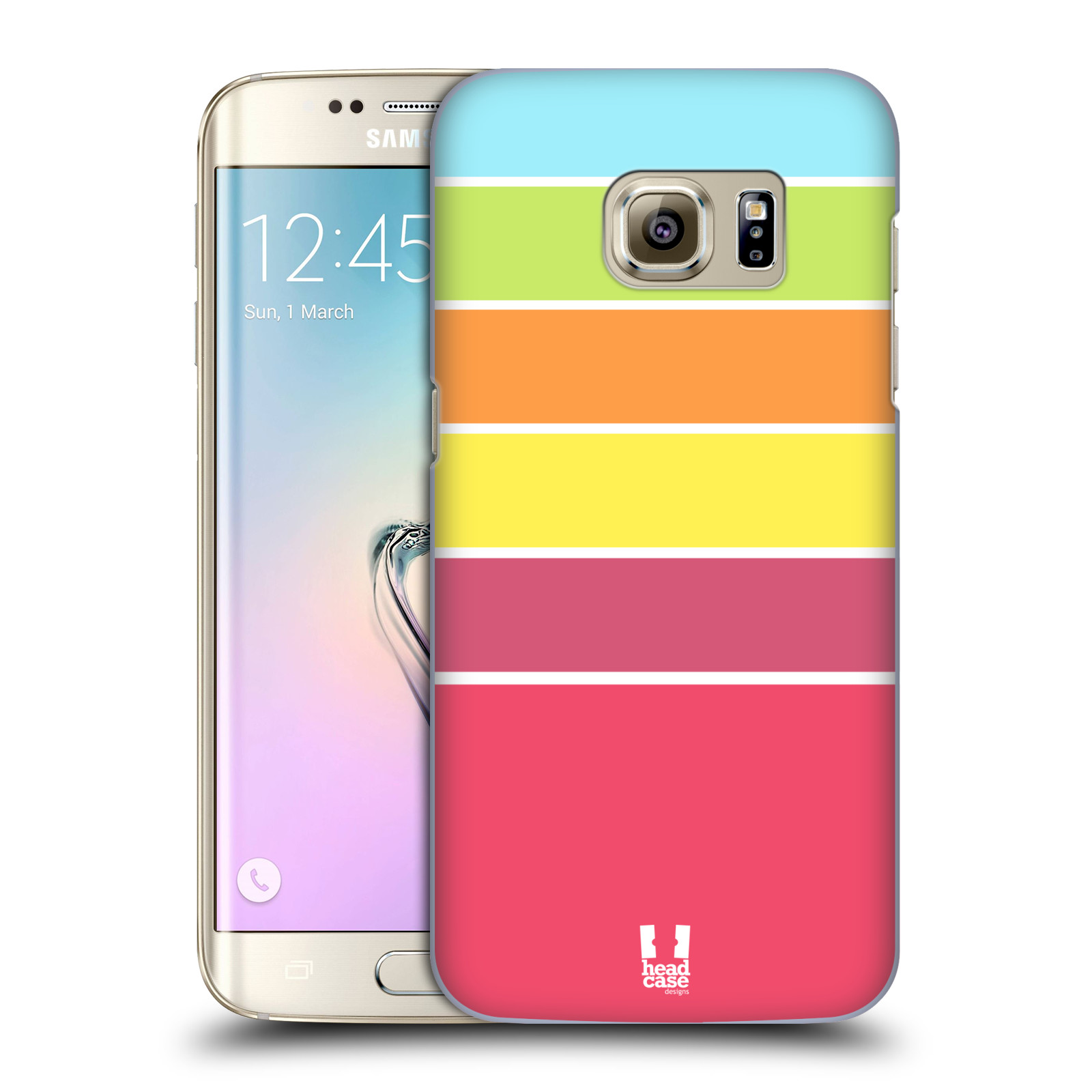 Zadní obal pro mobil Samsung Galaxy S7 EDGE - HEAD CASE - barevné pruhy růžová, oranžová