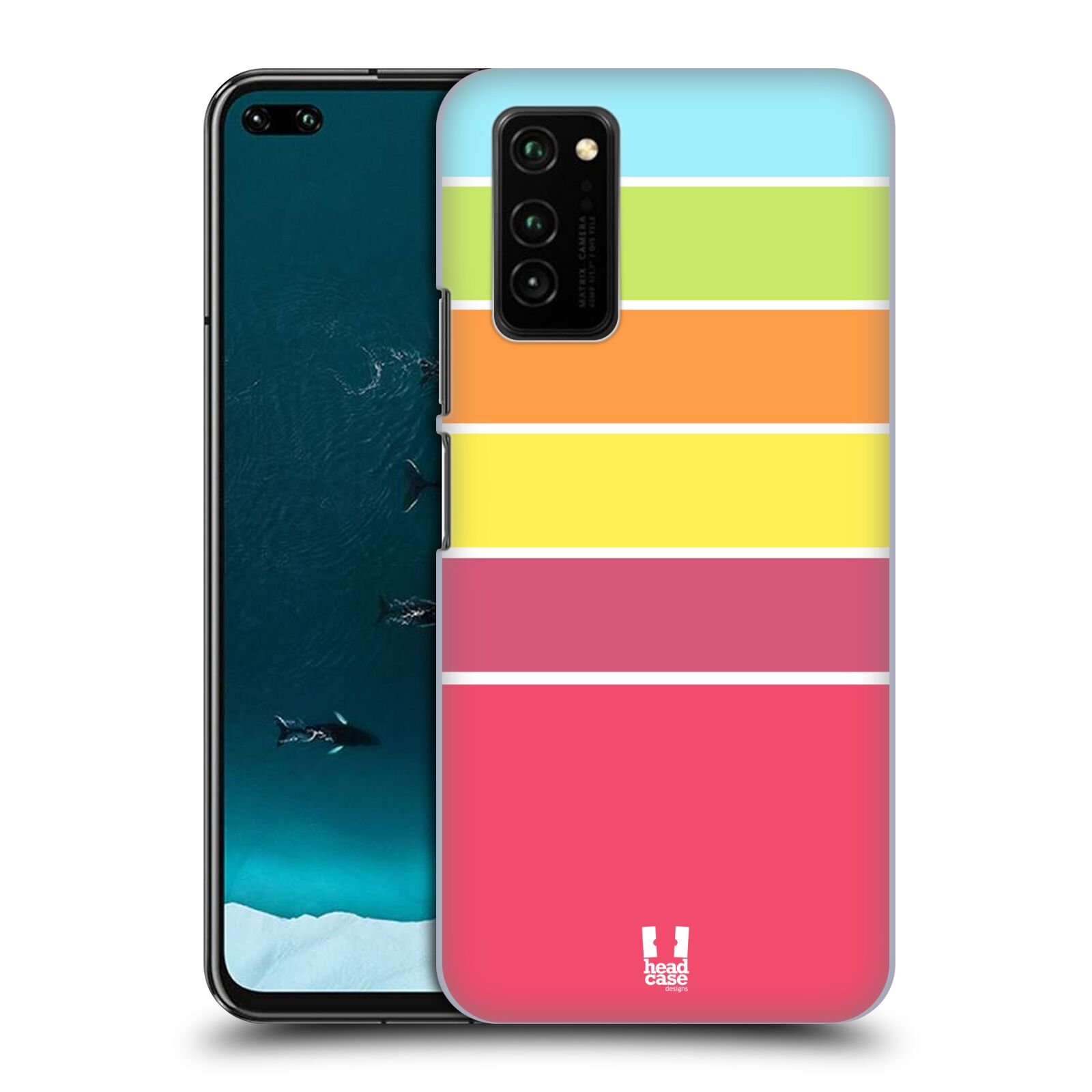 Zadní obal pro mobil Honor View 30 - HEAD CASE - barevné pruhy růžová, oranžová