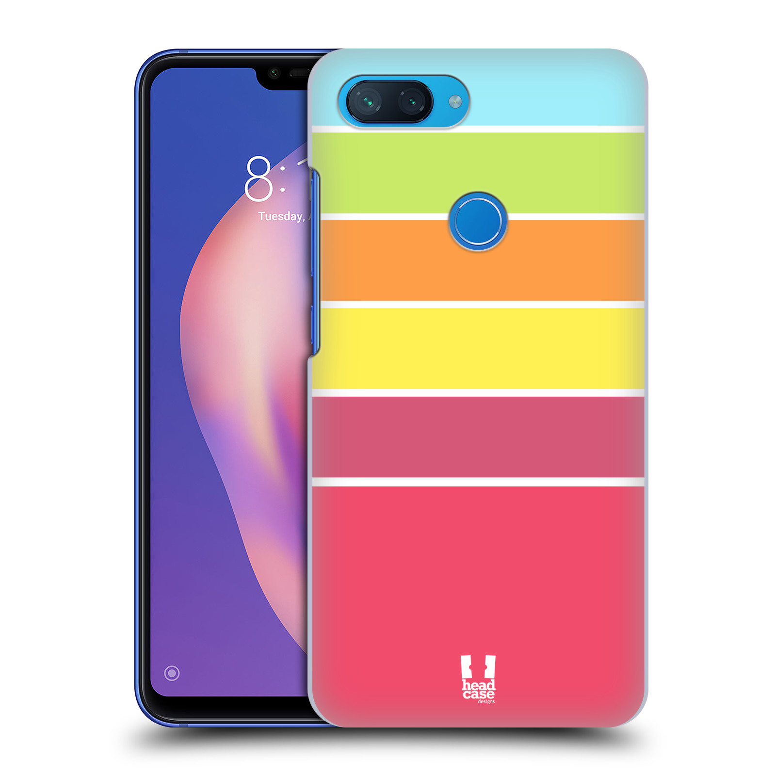 Zadní obal pro mobil Xiaomi Mi 8 LITE - HEAD CASE - barevné pruhy růžová, oranžová