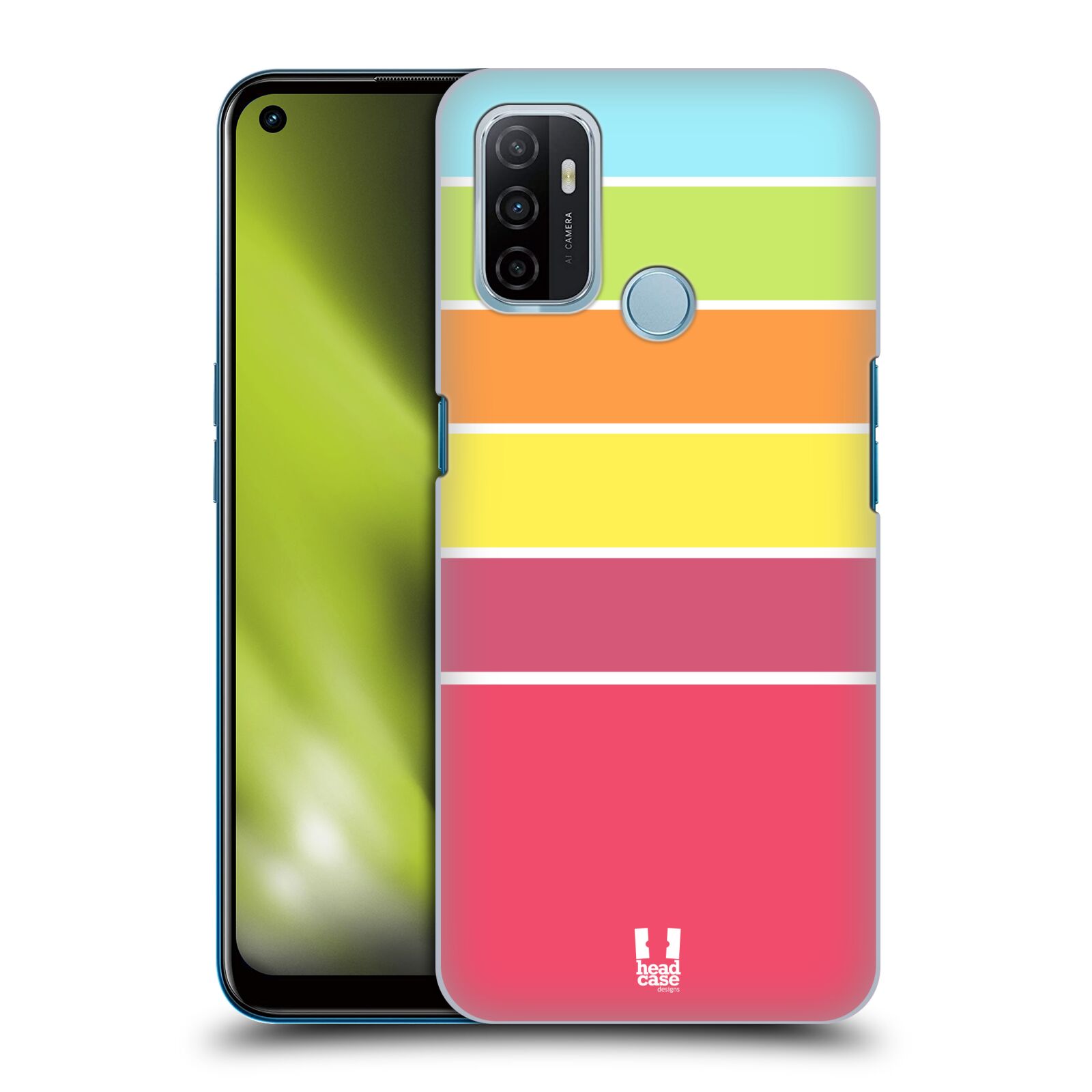 Zadní obal pro mobil Oppo A53 / A53s - HEAD CASE - barevné pruhy růžová, oranžová