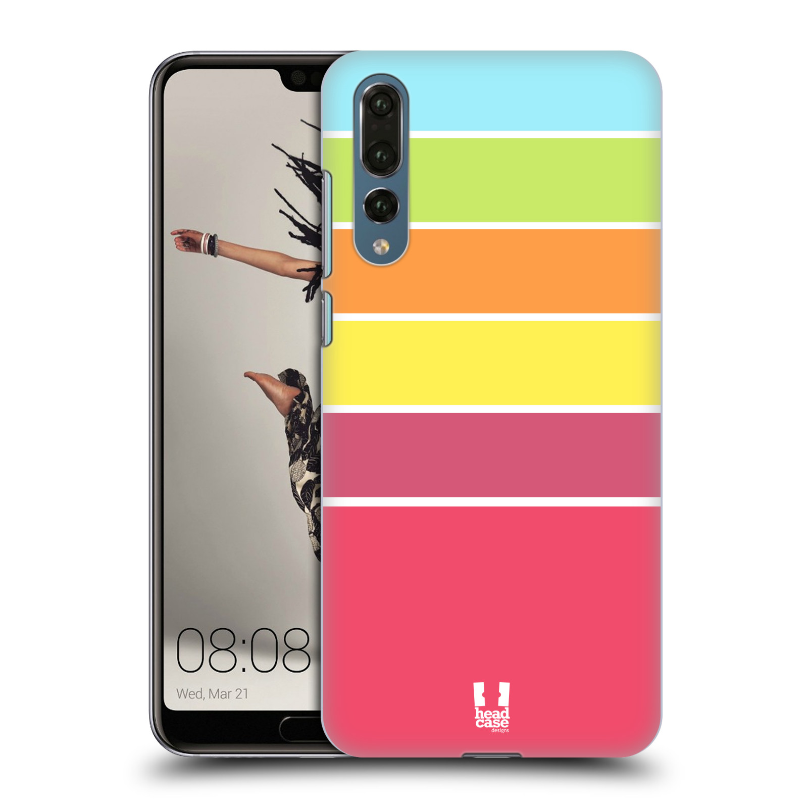 Zadní obal pro mobil Huawei P20 PRO - HEAD CASE - barevné pruhy růžová, oranžová