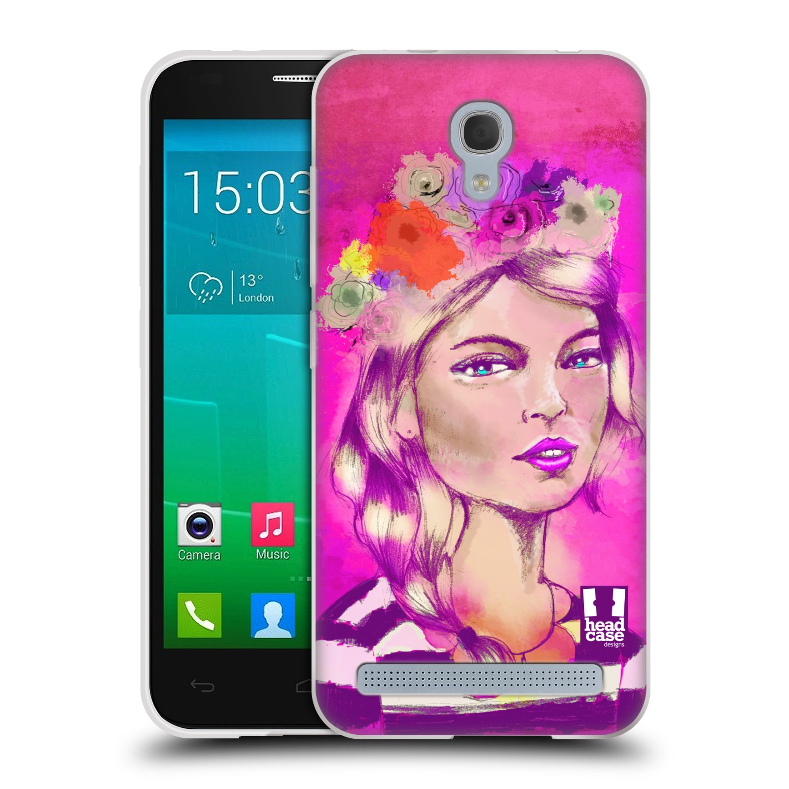 HEAD CASE silikonový obal na mobil Alcatel Idol 2 MINI S 6036Y vzor Dívka dlouhé květinové vlasy OKOUZLUJÍCÍ