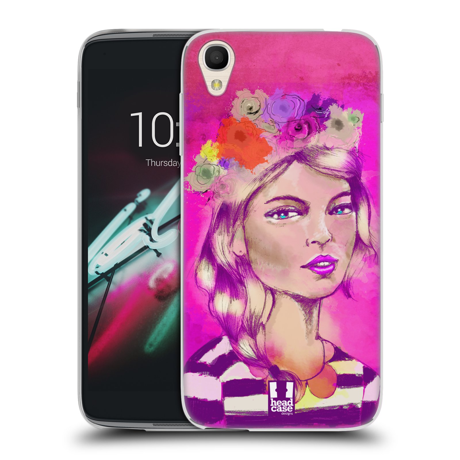 HEAD CASE silikonový obal na mobil Alcatel Idol 3 OT-6039Y (4.7) vzor Dívka dlouhé květinové vlasy OKOUZLUJÍCÍ