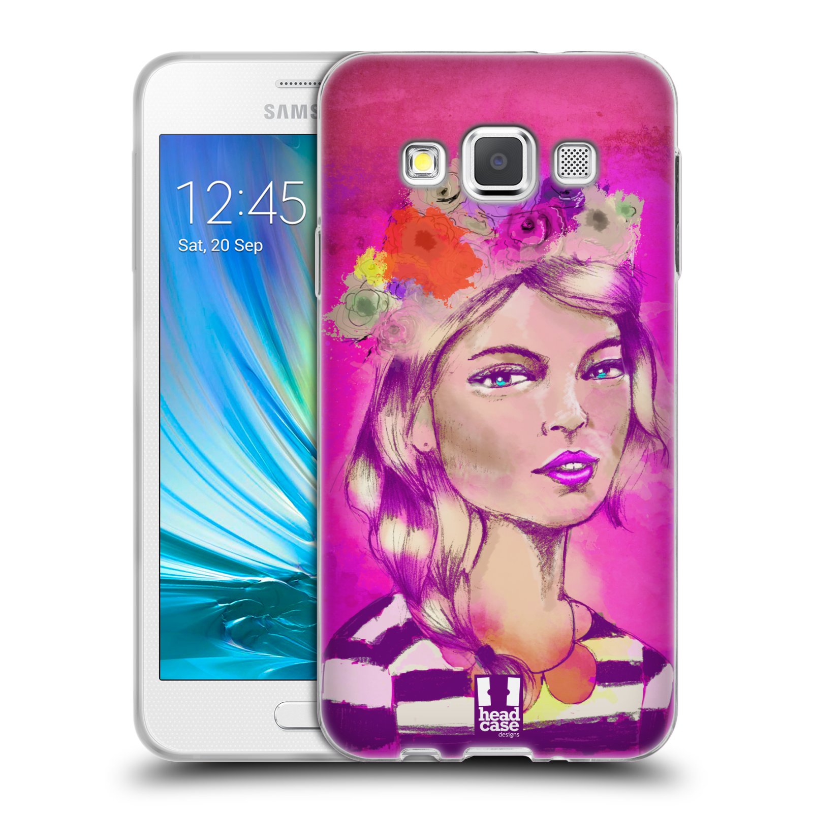 HEAD CASE silikonový obal na mobil Samsung Galaxy A3 vzor Dívka dlouhé květinové vlasy OKOUZLUJÍCÍ