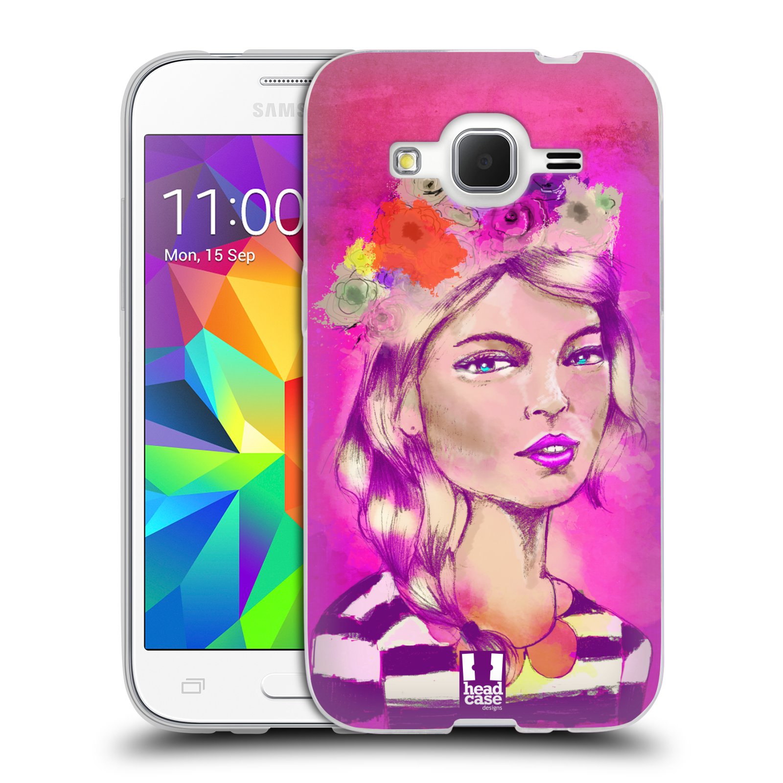 HEAD CASE silikonový obal na mobil Samsung Galaxy Core Prime (G360) vzor Dívka dlouhé květinové vlasy OKOUZLUJÍCÍ