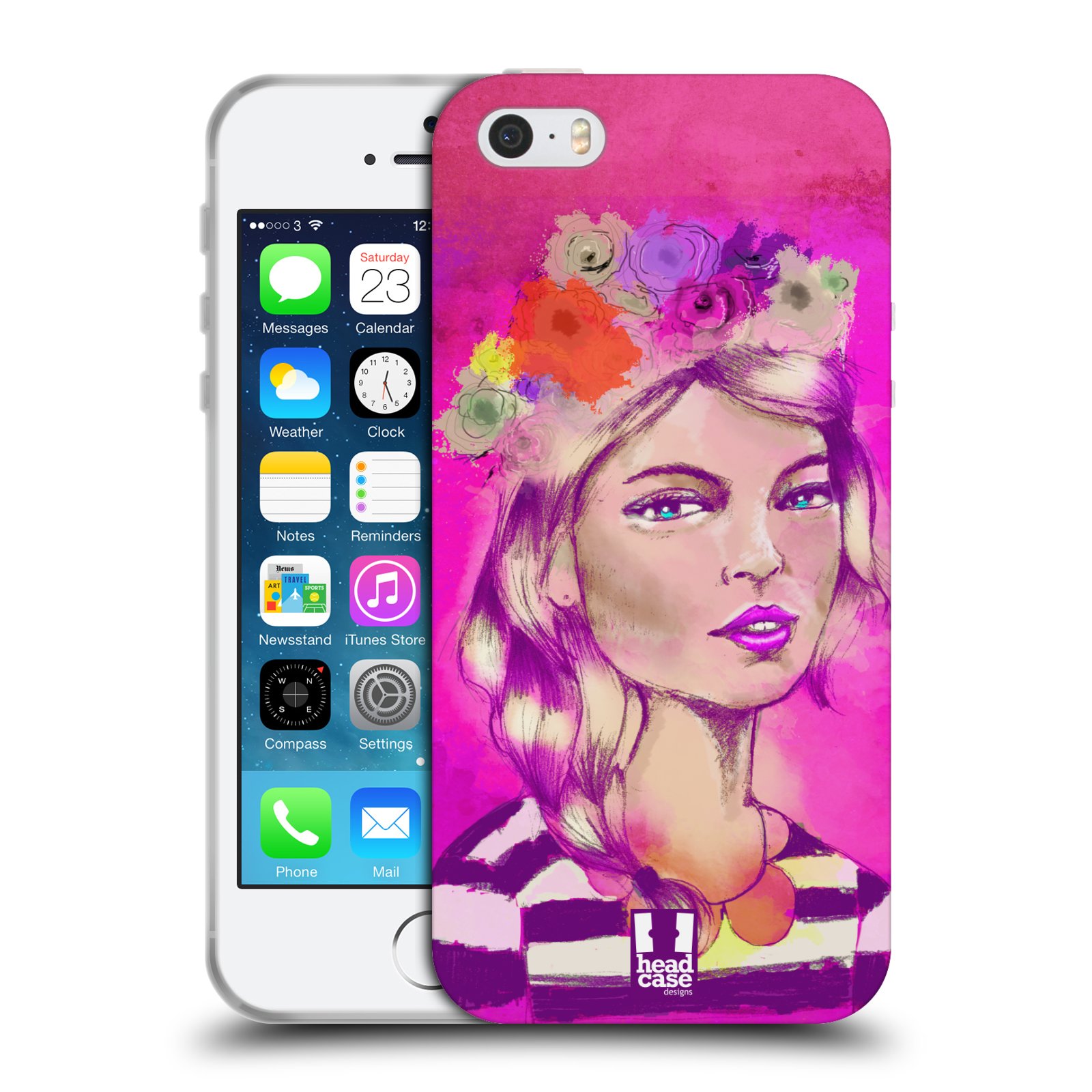 HEAD CASE silikonový obal na mobil Apple Iphone 5/5S vzor Dívka dlouhé květinové vlasy OKOUZLUJÍCÍ