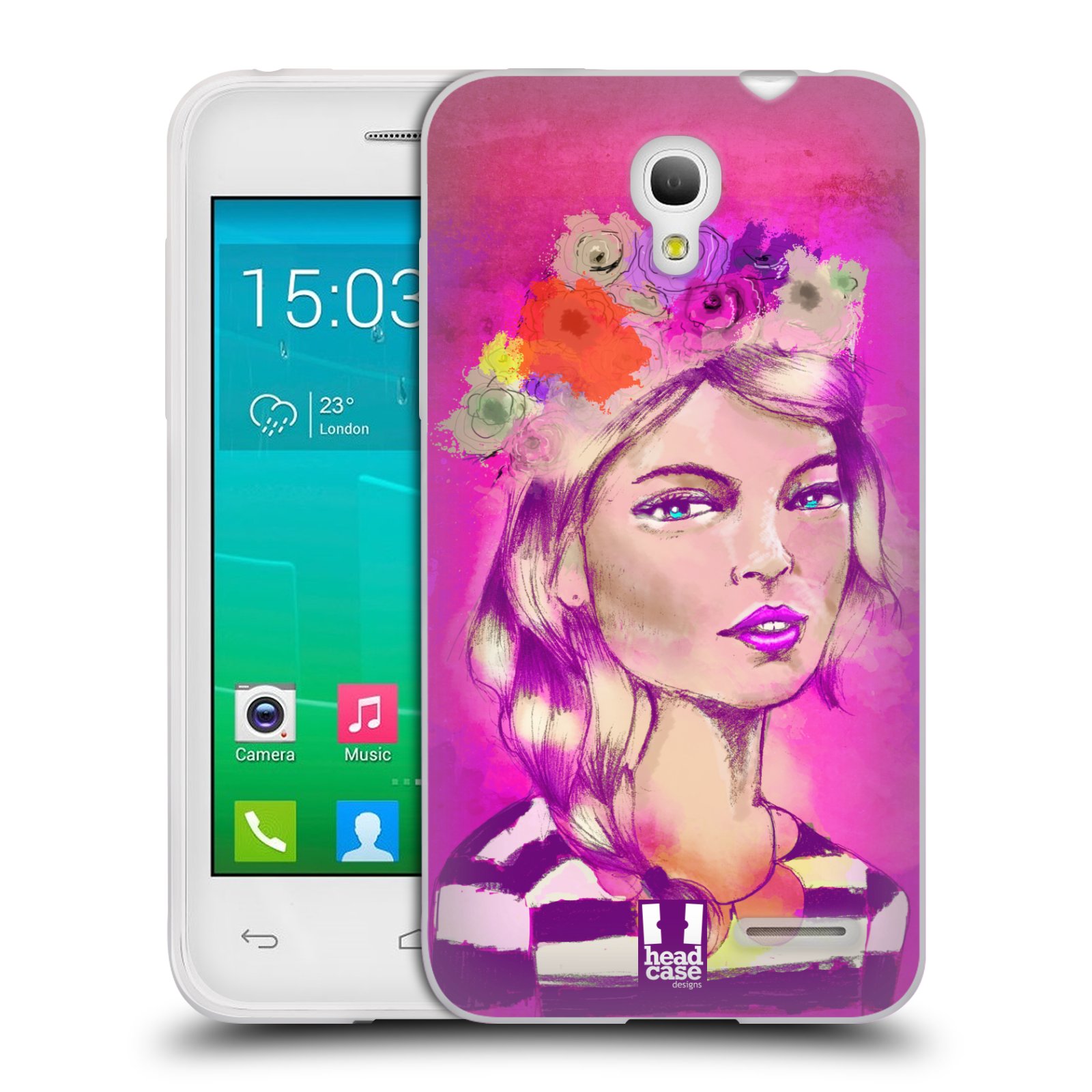 HEAD CASE silikonový obal na mobil Alcatel POP S3 OT-5050Y vzor Dívka dlouhé květinové vlasy OKOUZLUJÍCÍ