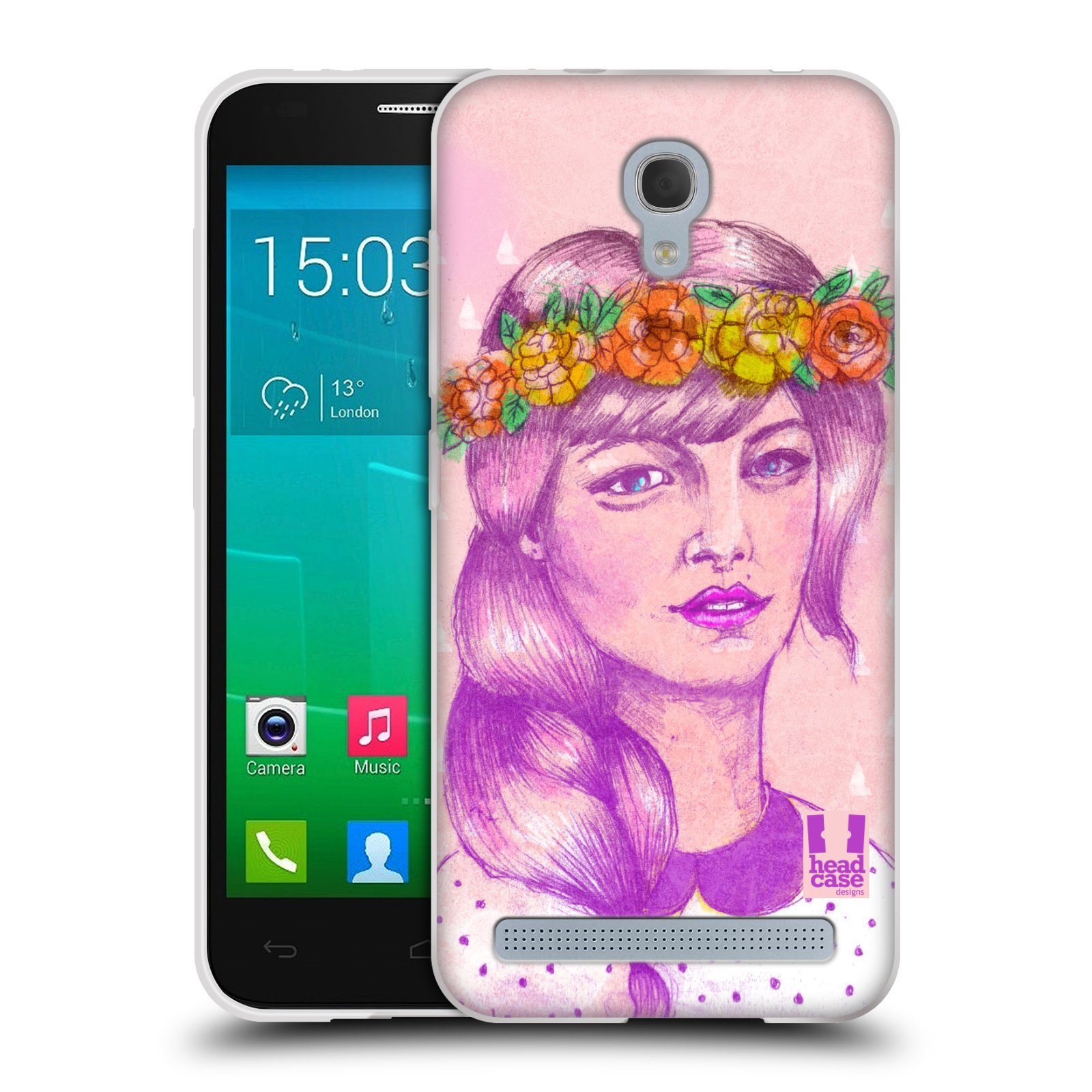 HEAD CASE silikonový obal na mobil Alcatel Idol 2 MINI S 6036Y vzor Dívka dlouhé květinové vlasy KRÁSA