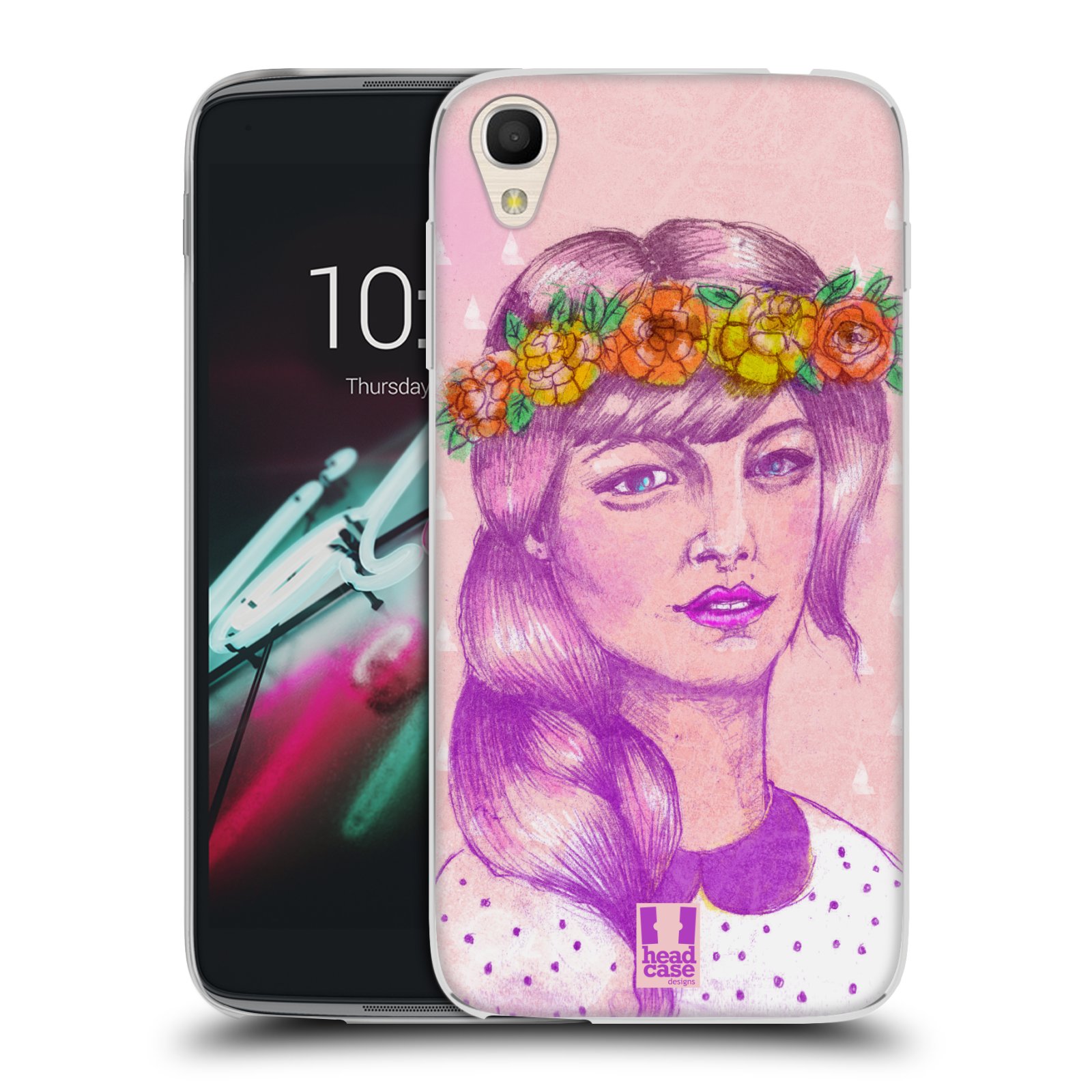 HEAD CASE silikonový obal na mobil Alcatel Idol 3 OT-6039Y (4.7) vzor Dívka dlouhé květinové vlasy KRÁSA