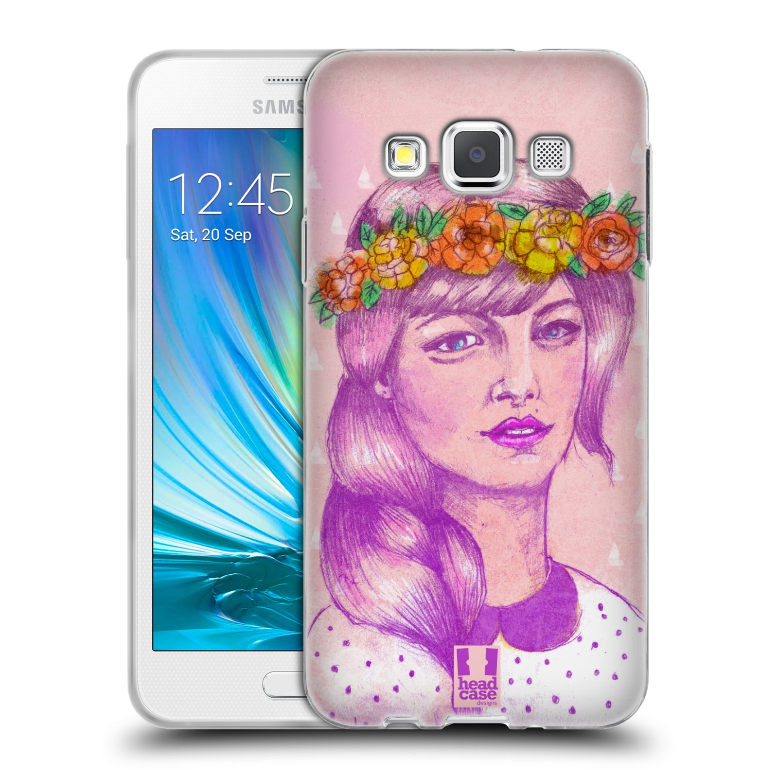 HEAD CASE silikonový obal na mobil Samsung Galaxy A3 vzor Dívka dlouhé květinové vlasy KRÁSA