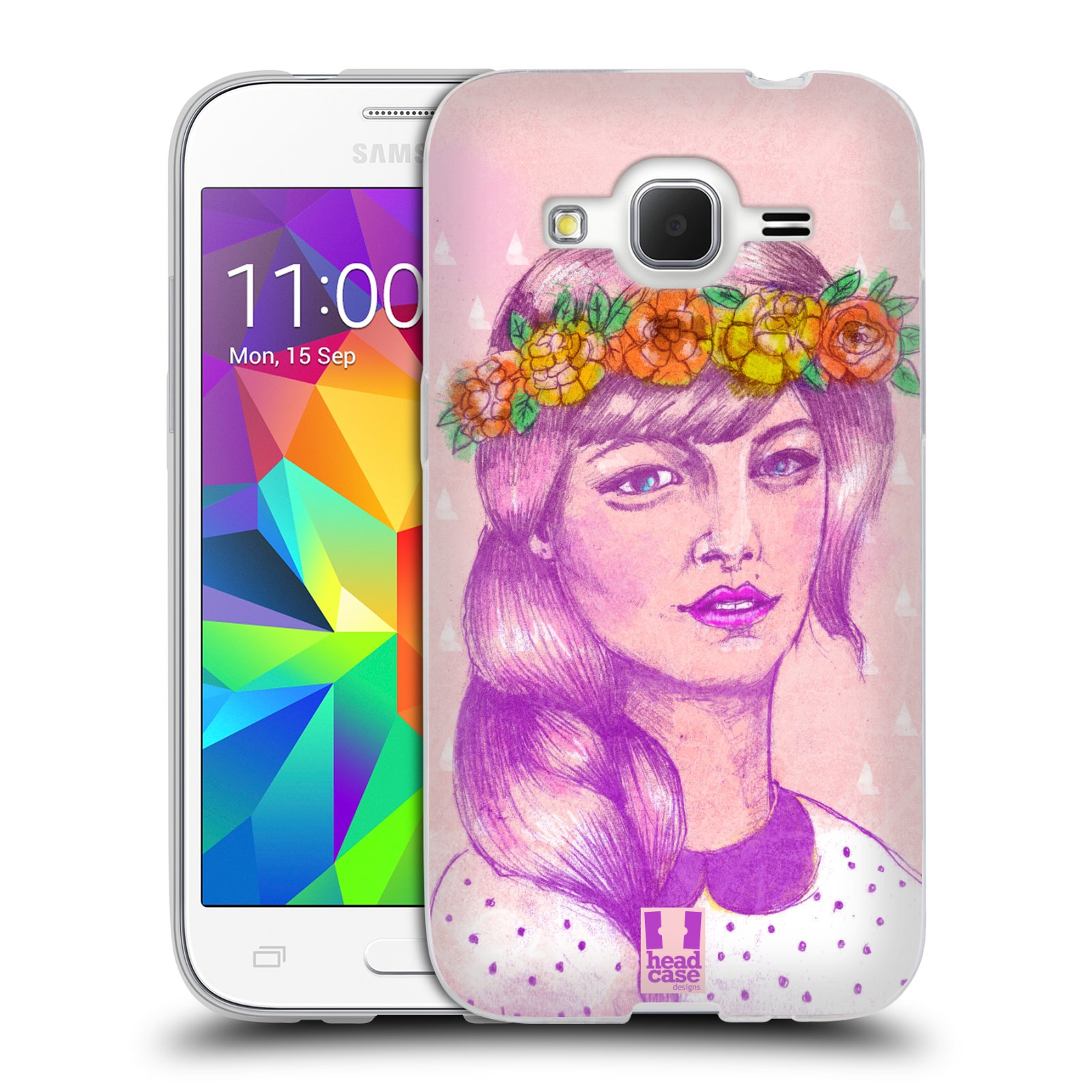 HEAD CASE silikonový obal na mobil Samsung Galaxy Core Prime (G360) vzor Dívka dlouhé květinové vlasy KRÁSA