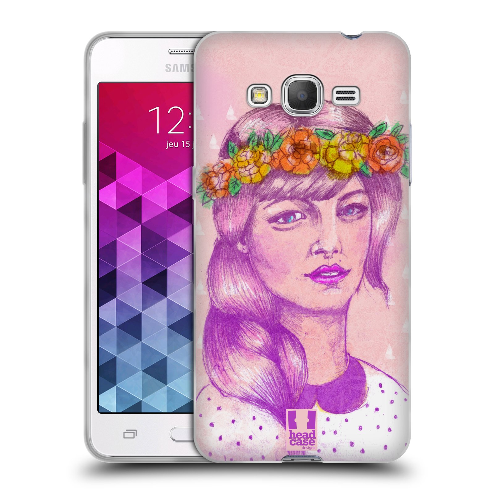 HEAD CASE silikonový obal na mobil Samsung Galaxy GRAND PRIME vzor Dívka dlouhé květinové vlasy KRÁSA