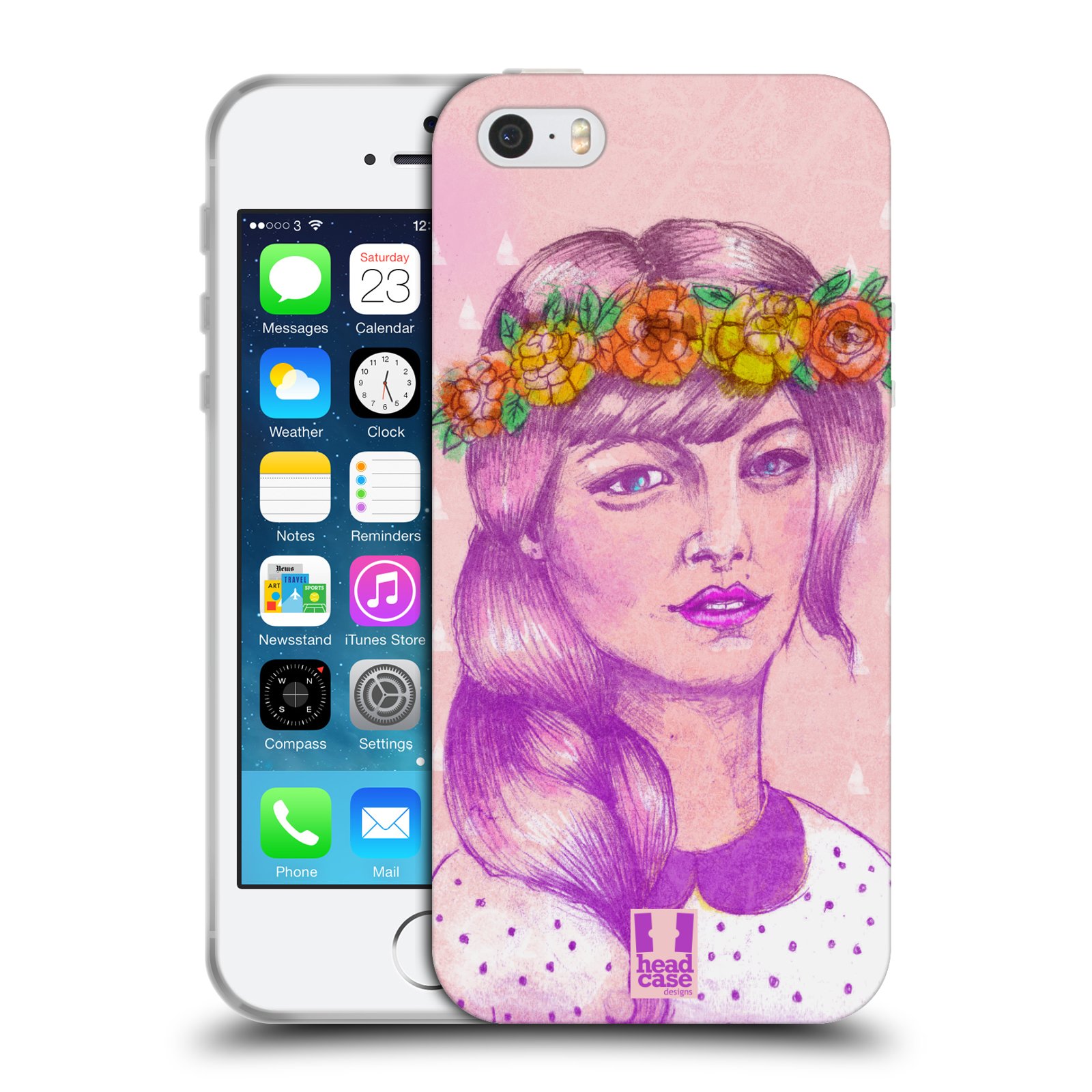 HEAD CASE silikonový obal na mobil Apple Iphone 5/5S vzor Dívka dlouhé květinové vlasy KRÁSA