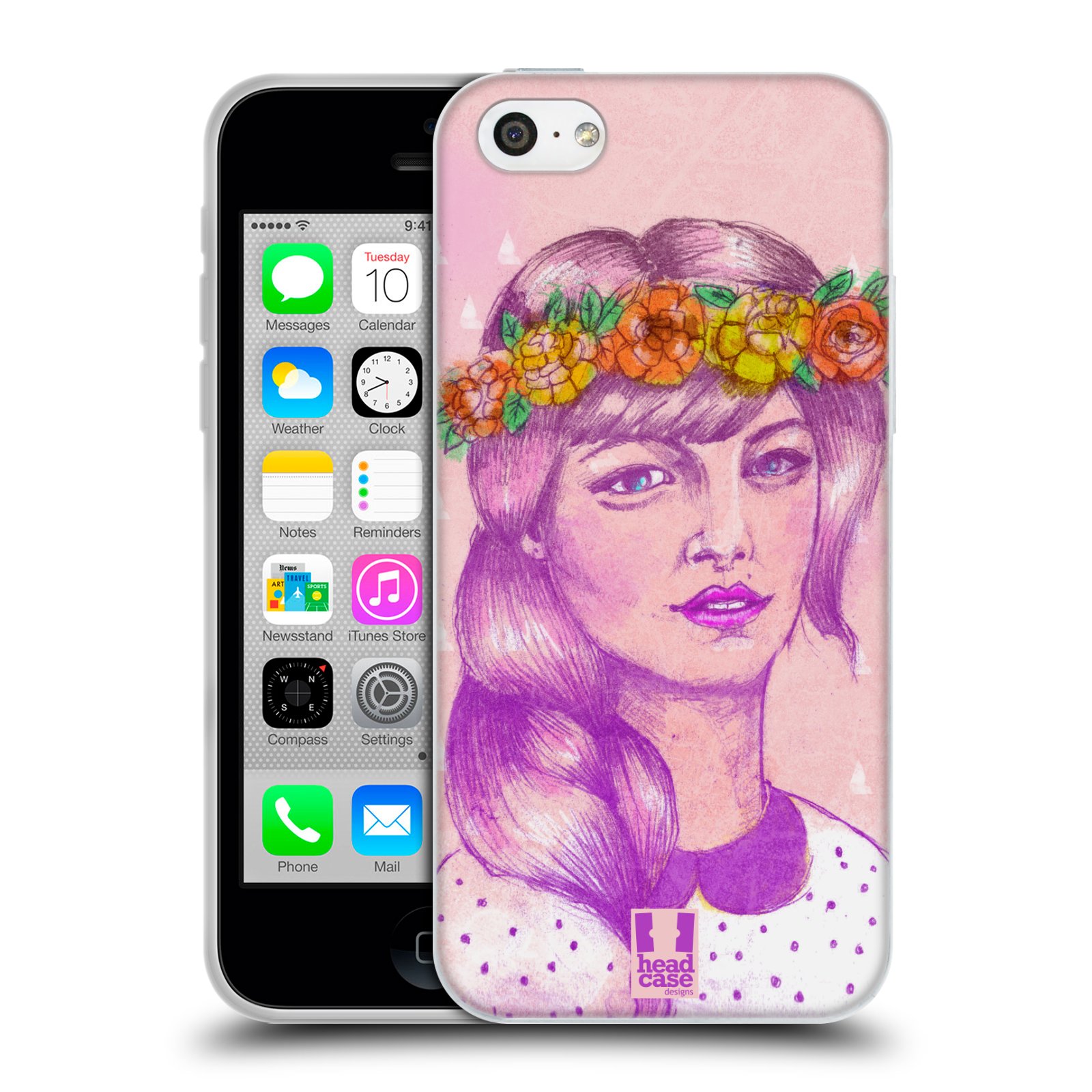 HEAD CASE silikonový obal na mobil Apple Iphone 5C vzor Dívka dlouhé květinové vlasy KRÁSA