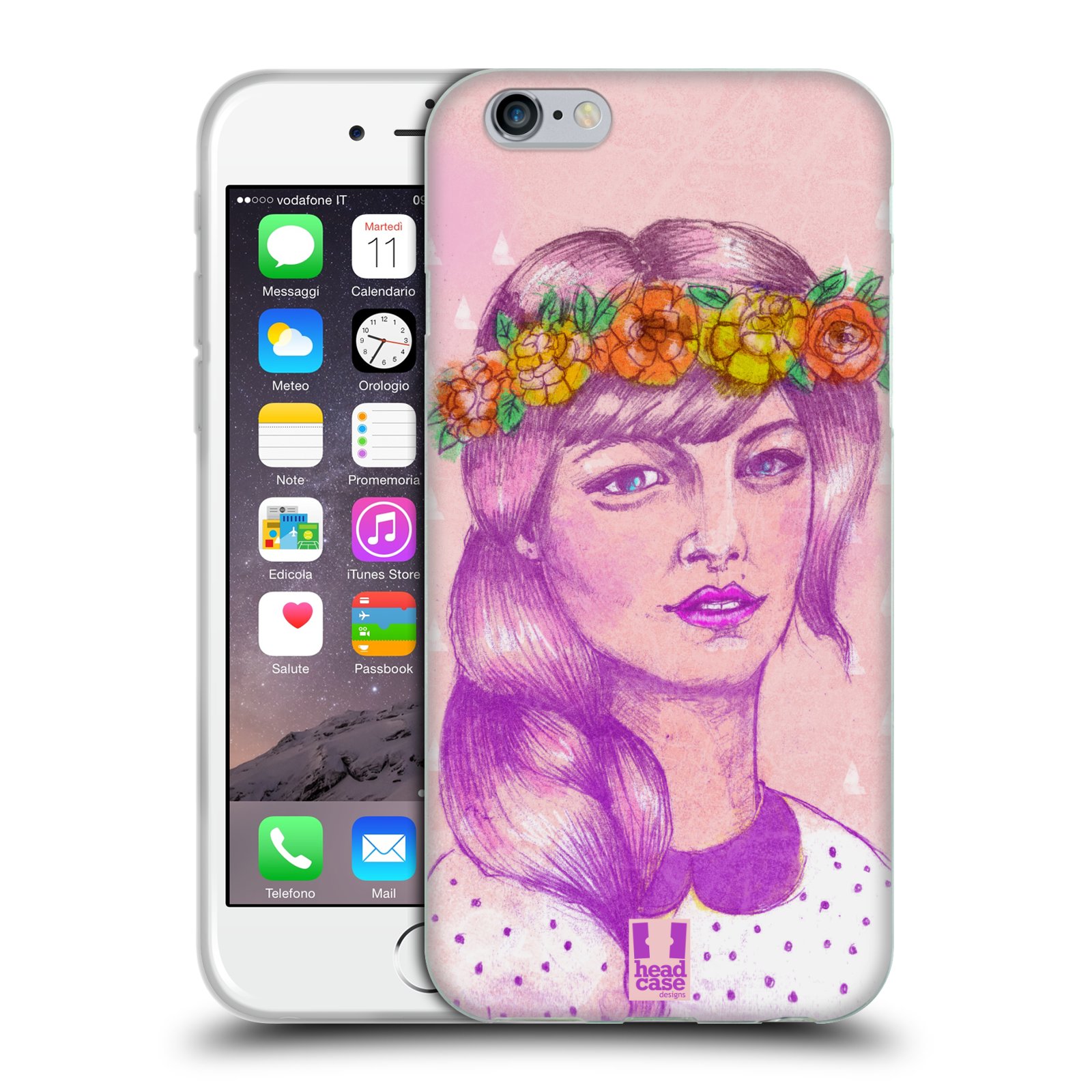 HEAD CASE silikonový obal na mobil Apple Iphone 6/6S vzor Dívka dlouhé květinové vlasy KRÁSA