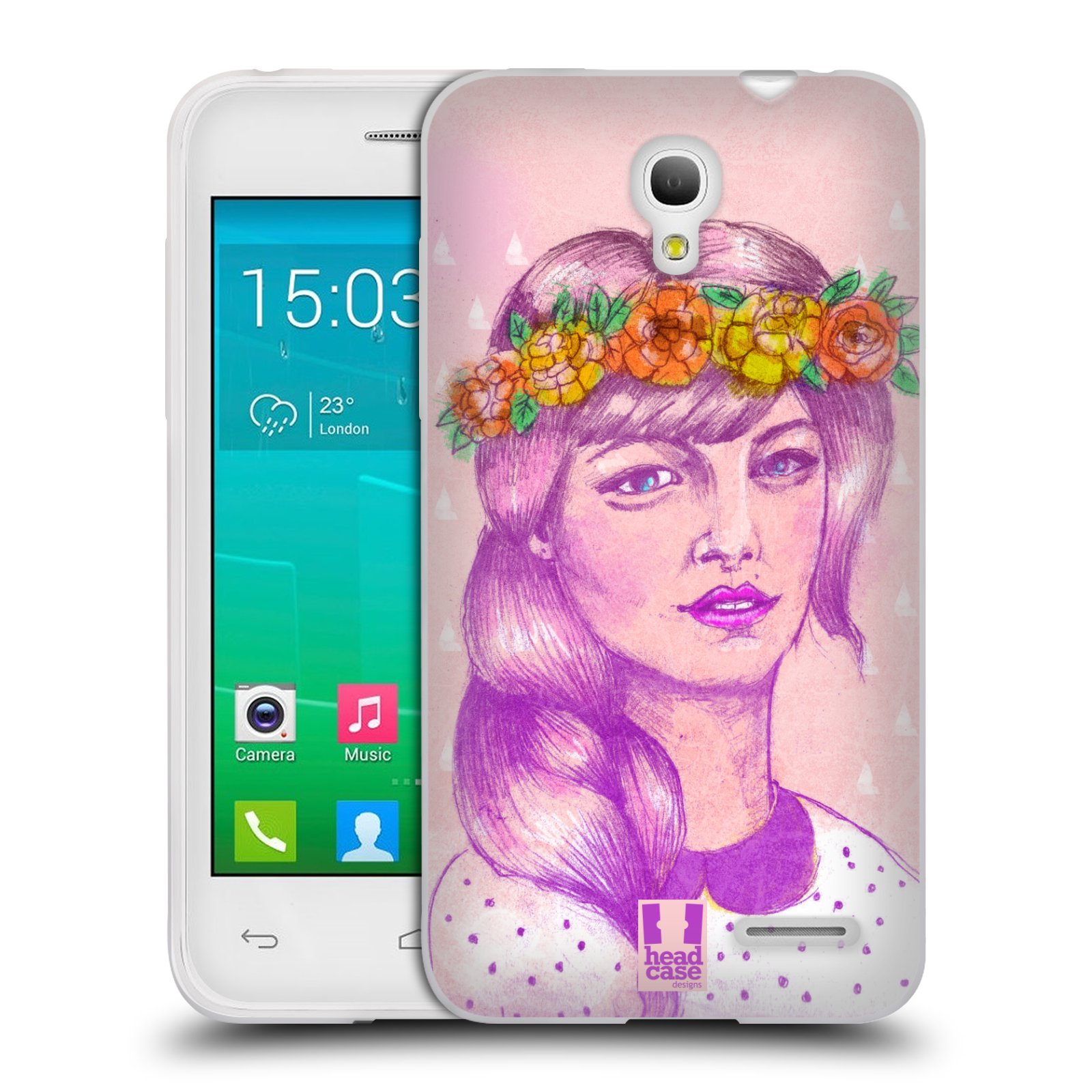 HEAD CASE silikonový obal na mobil Alcatel POP S3 OT-5050Y vzor Dívka dlouhé květinové vlasy KRÁSA