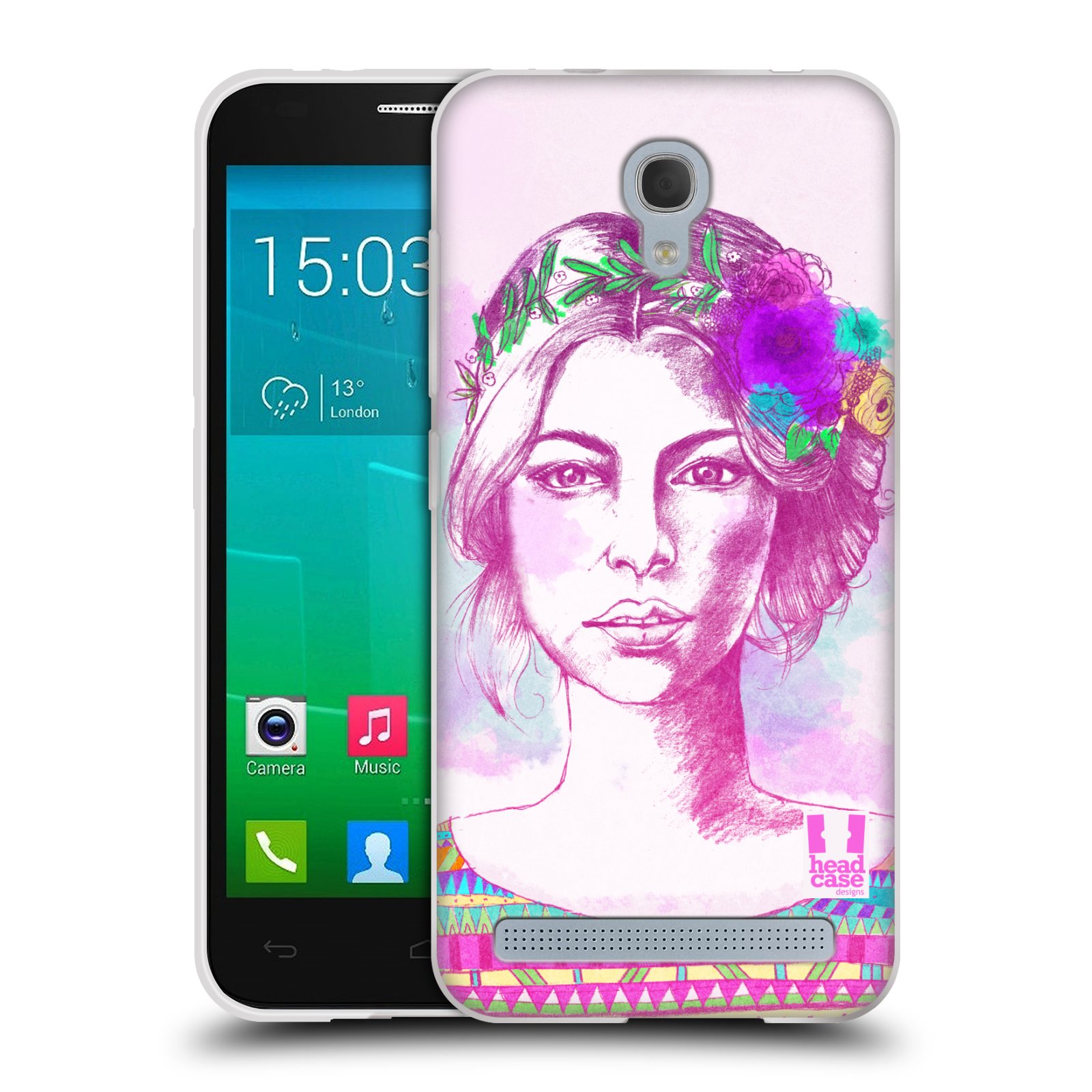 HEAD CASE silikonový obal na mobil Alcatel Idol 2 MINI S 6036Y vzor Dívka krátké vlasy růžová