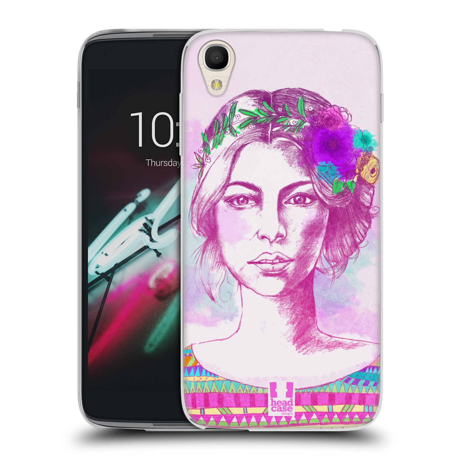 HEAD CASE silikonový obal na mobil Alcatel Idol 3 OT-6039Y (4.7) vzor Dívka krátké vlasy růžová