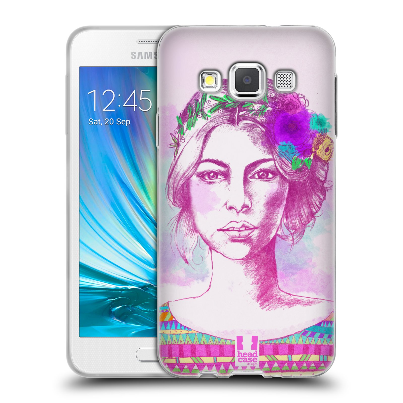HEAD CASE silikonový obal na mobil Samsung Galaxy A3 vzor Dívka krátké vlasy růžová