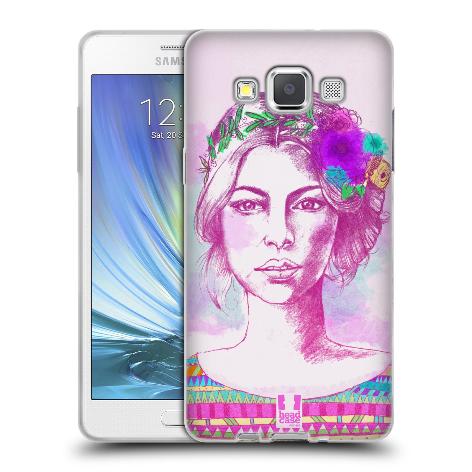 HEAD CASE silikonový obal na mobil Samsung Galaxy A5 vzor Dívka krátké vlasy růžová