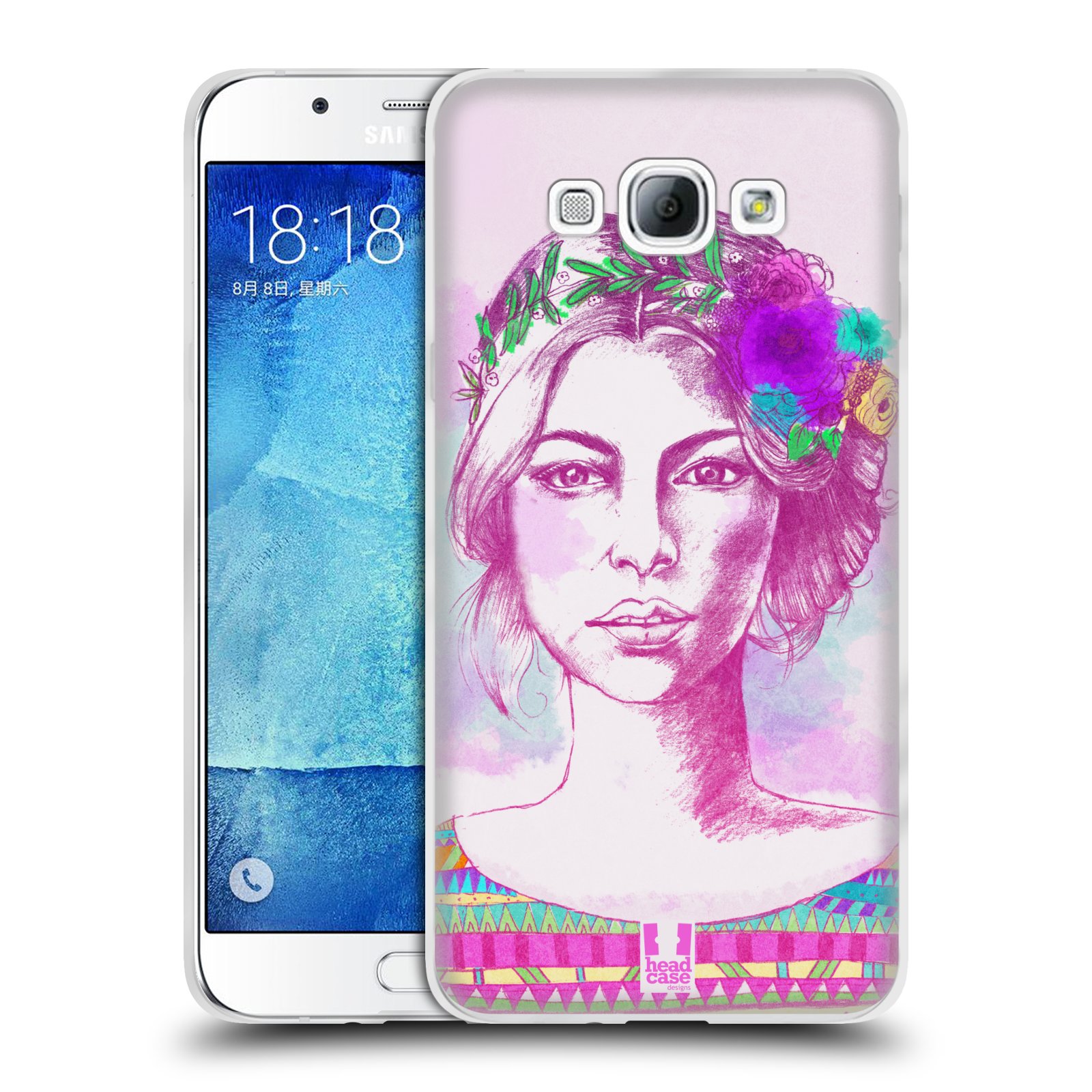 HEAD CASE silikonový obal na mobil Samsung Galaxy A8 vzor Dívka krátké vlasy růžová