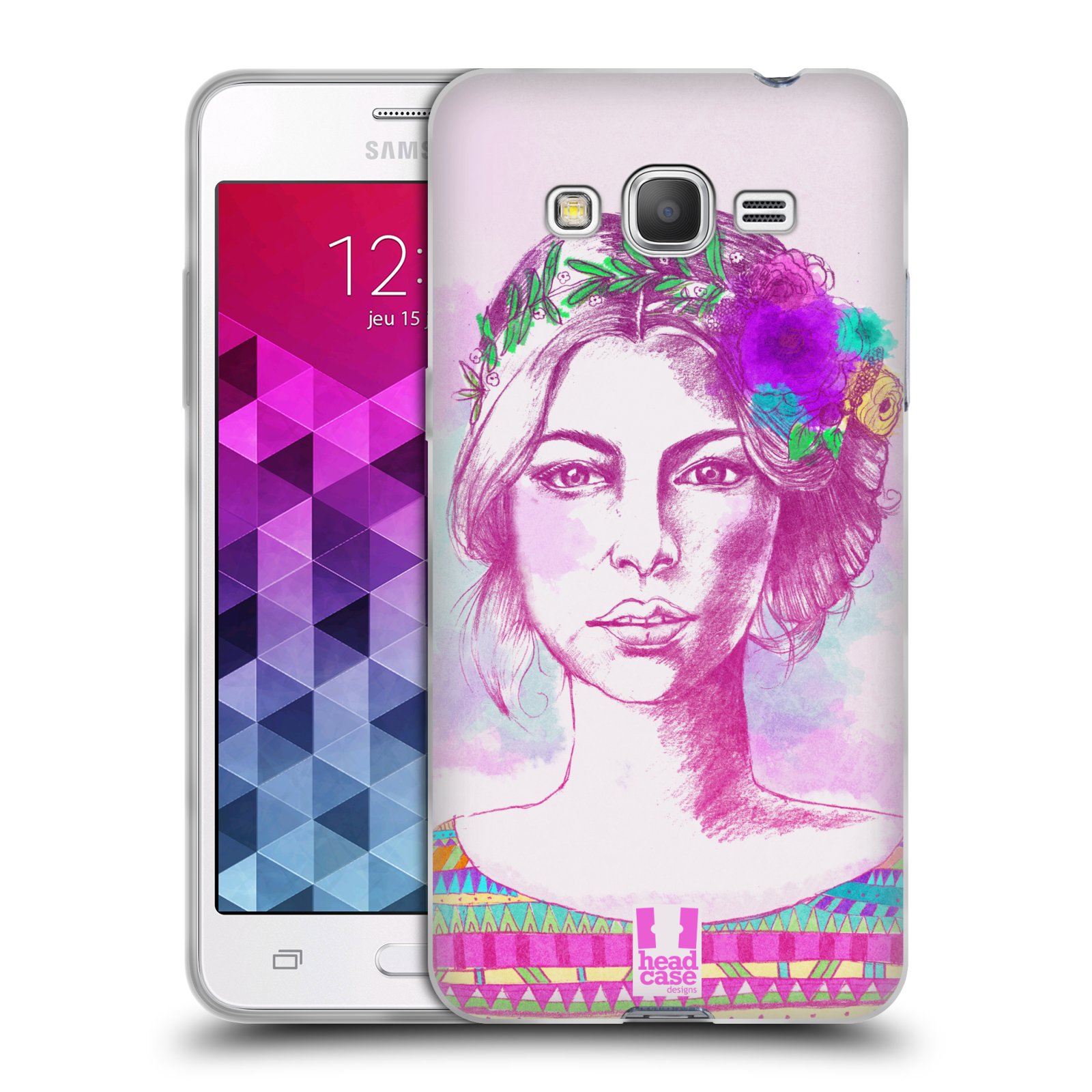 HEAD CASE silikonový obal na mobil Samsung Galaxy GRAND PRIME vzor Dívka krátké vlasy růžová