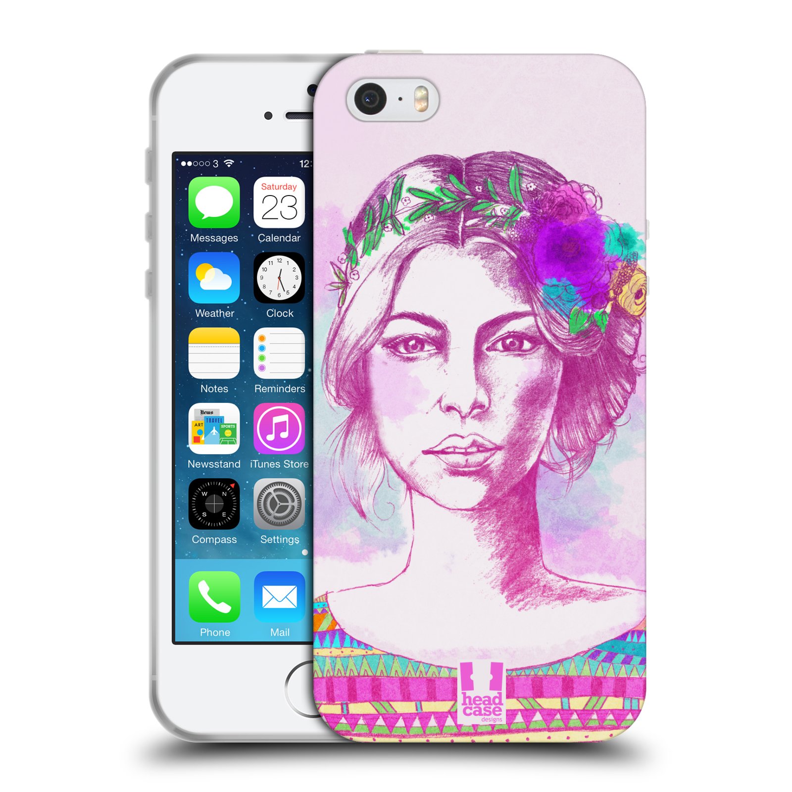 HEAD CASE silikonový obal na mobil Apple Iphone 5/5S vzor Dívka krátké vlasy růžová