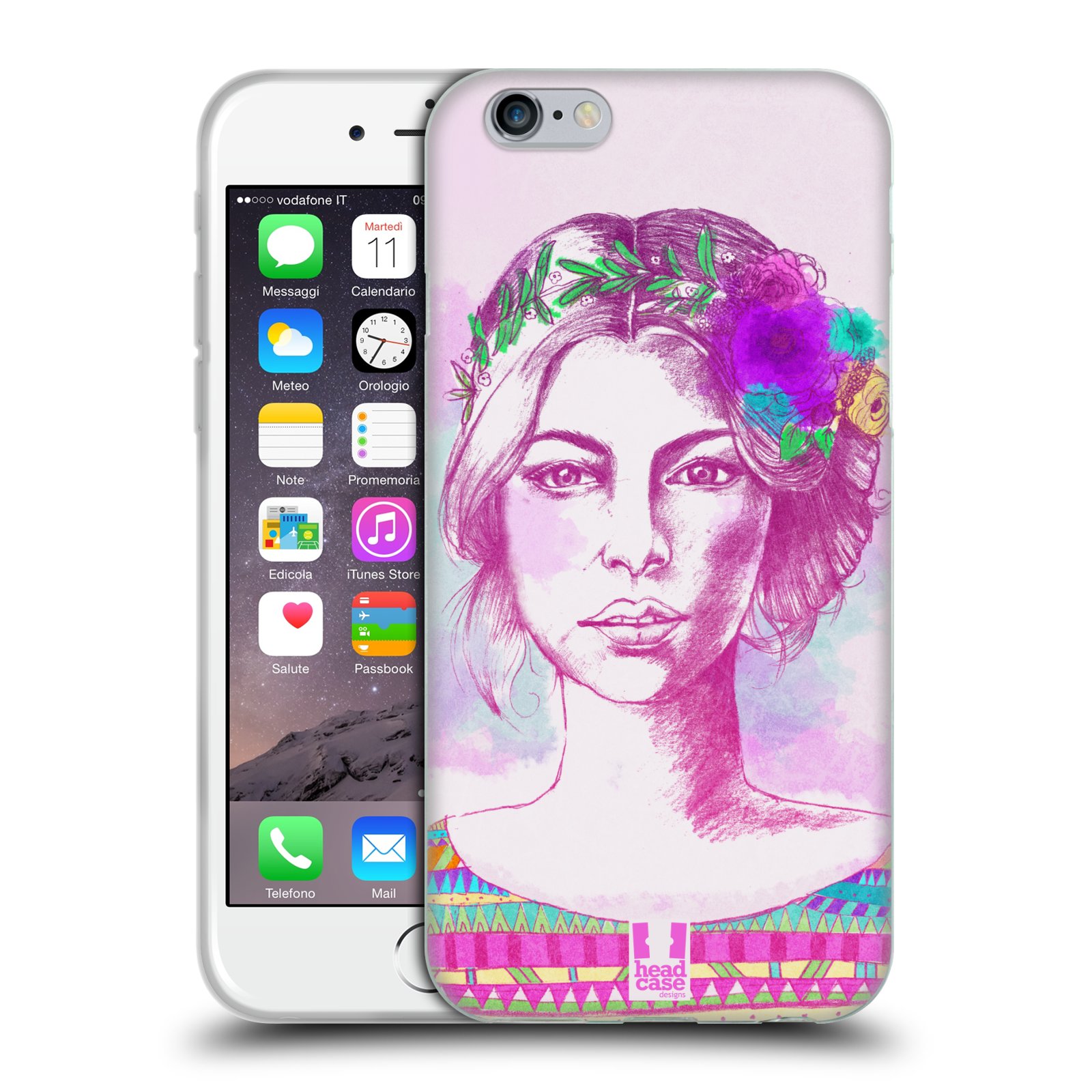 HEAD CASE silikonový obal na mobil Apple Iphone 6/6S vzor Dívka krátké vlasy růžová