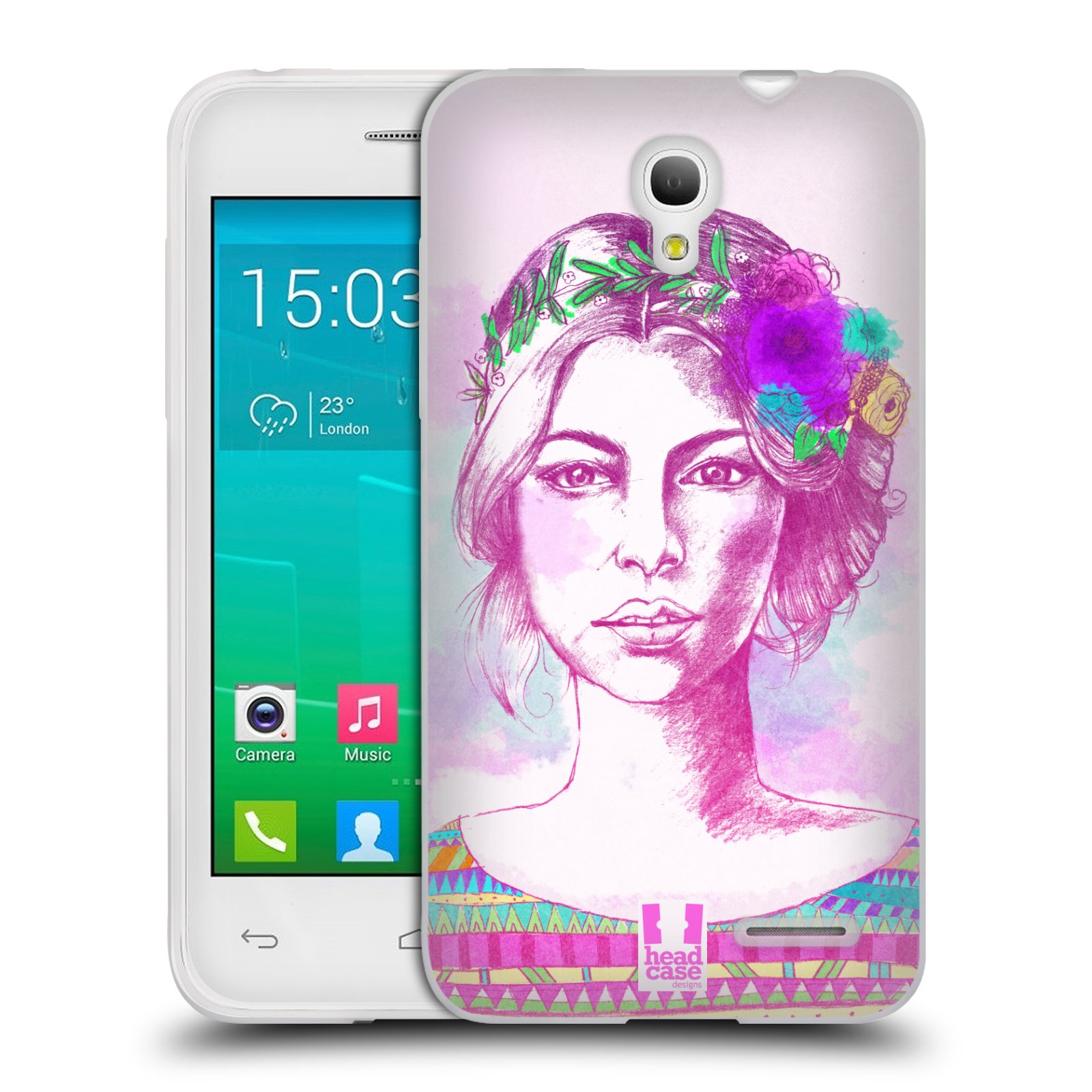 HEAD CASE silikonový obal na mobil Alcatel POP S3 OT-5050Y vzor Dívka krátké vlasy růžová