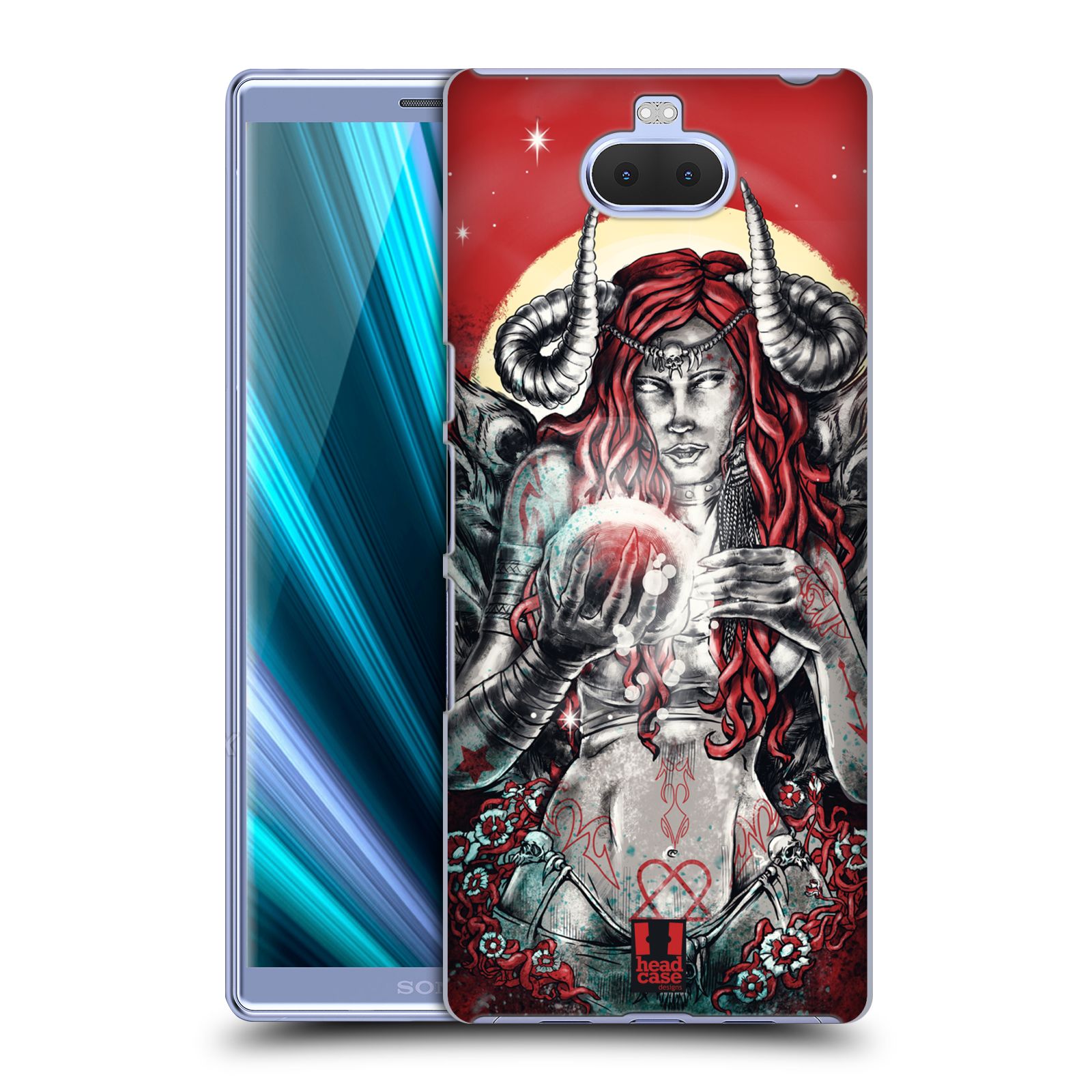 Pouzdro na mobil Sony Xperia 10 - Head Case - vzor Ďábelská žena koule