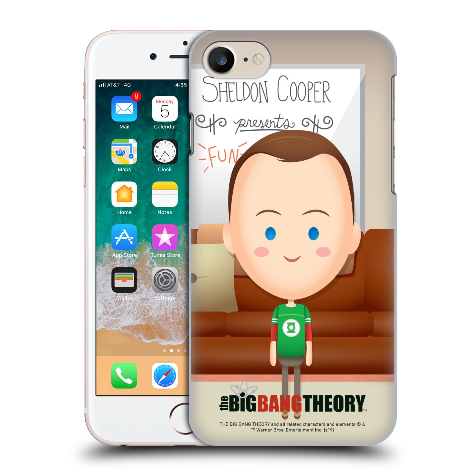 Pouzdro na mobil Apple Iphone 7/8 - HEAD CASE - Big Bang Theory - kreslený Sheldon