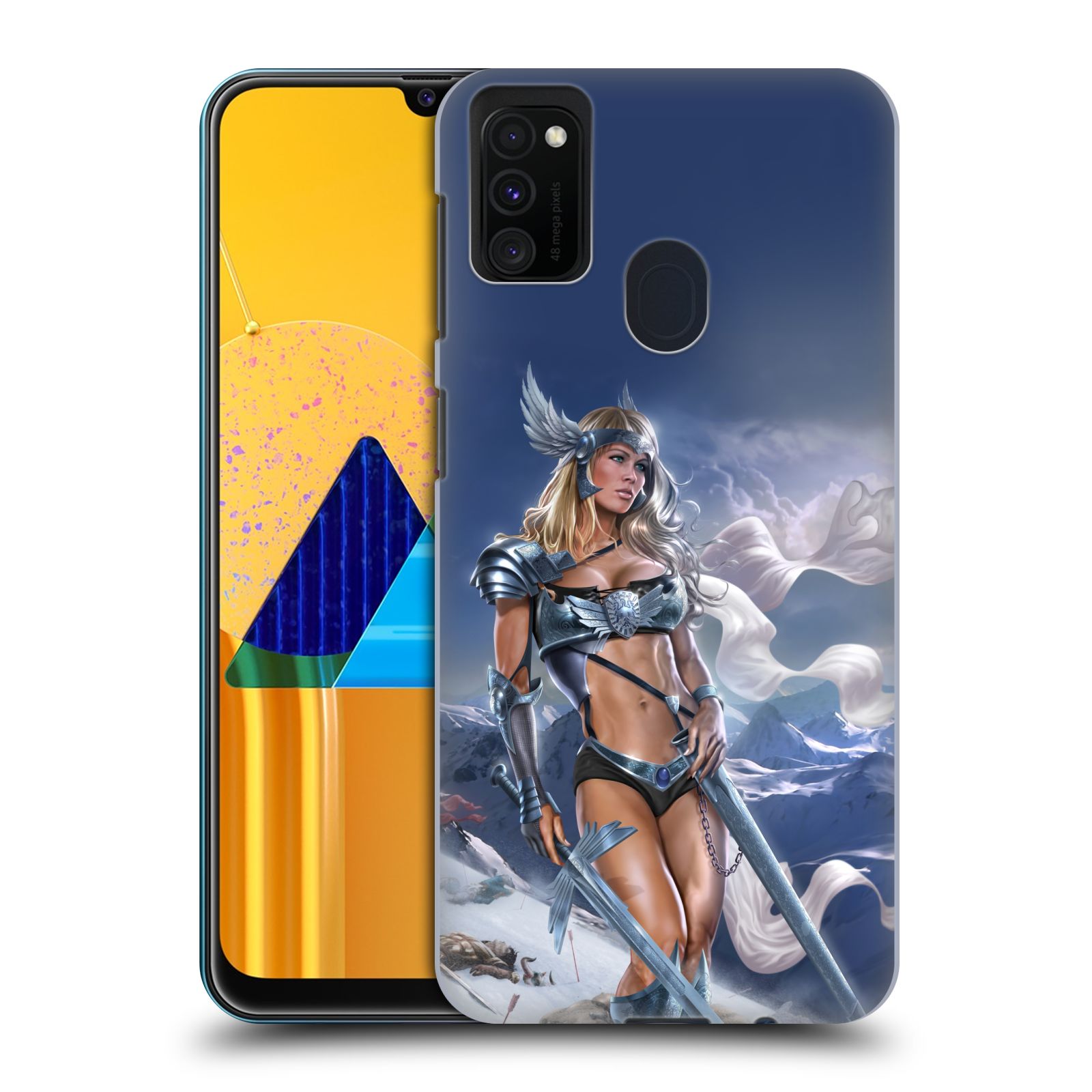 Pouzdro na mobil Samsung Galaxy M21 - HEAD CASE - Fantasy kresby Tom Wood - Princezna bojovnice