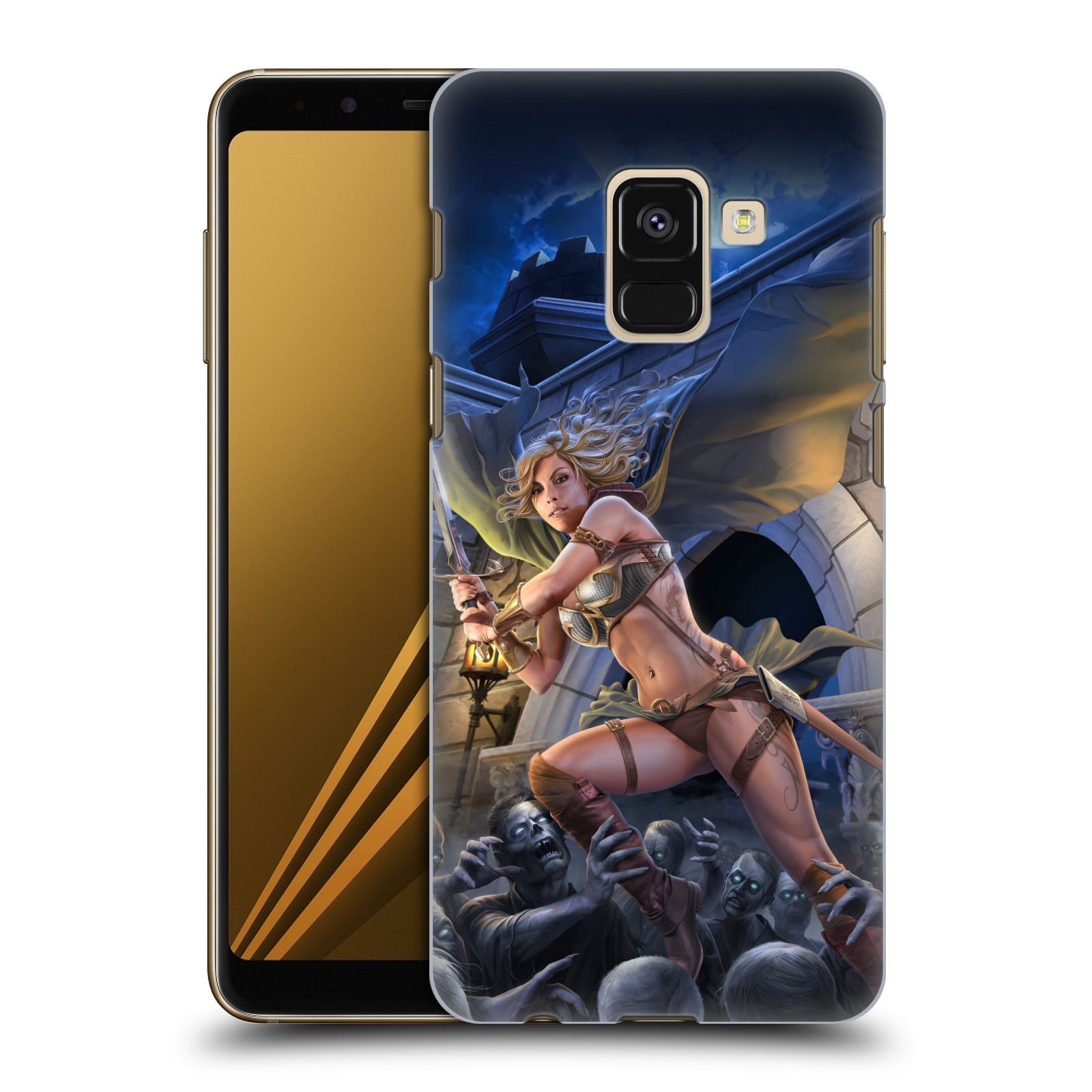 Pouzdro na mobil Samsung Galaxy A8+ 2018, A8 PLUS 2018 - HEAD CASE - Fantasy kresby Tom Wood - Princezna bojovnice a zombies