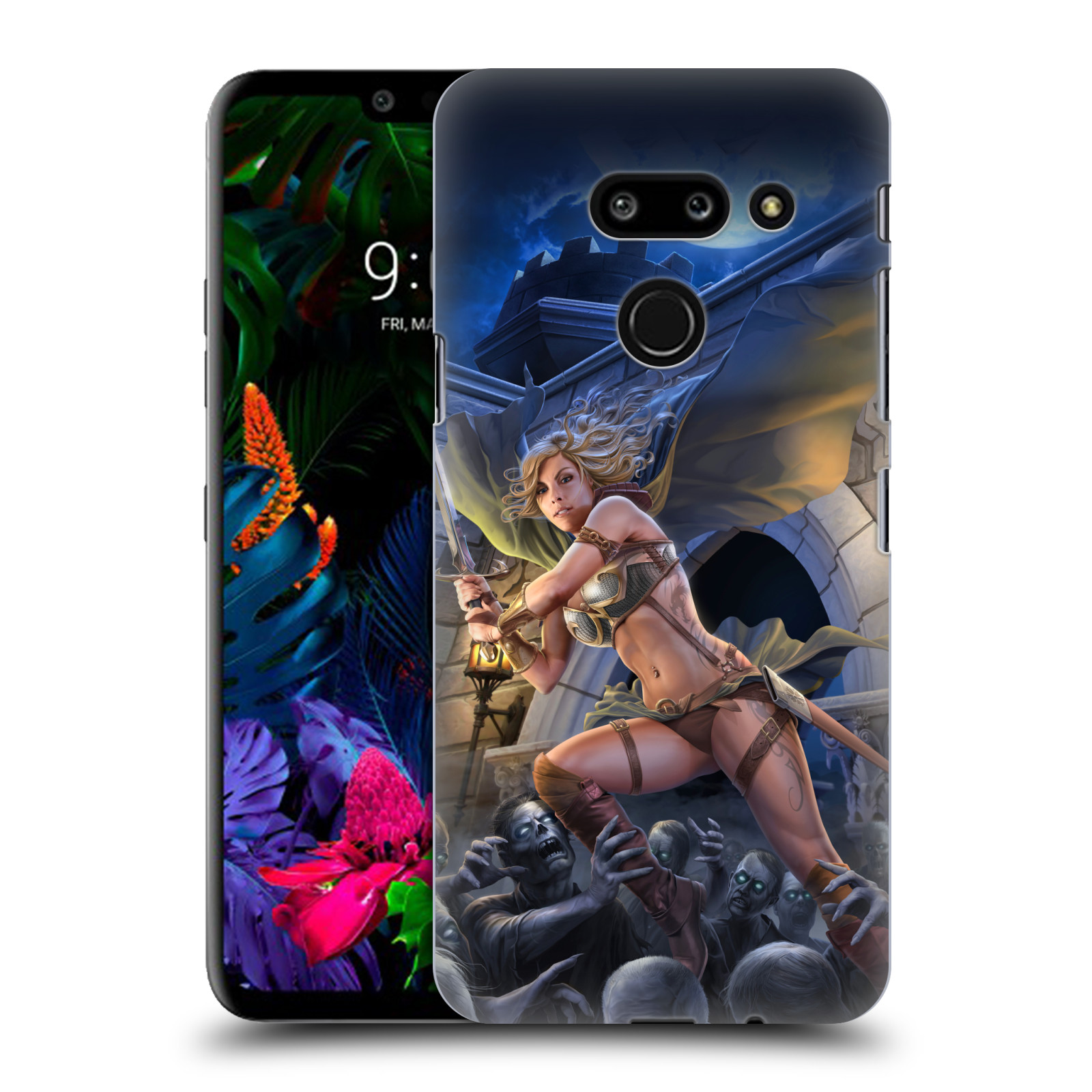 Pouzdro na mobil LG G8 ThinQ - HEAD CASE - Fantasy kresby Tom Wood - Princezna bojovnice a zombies